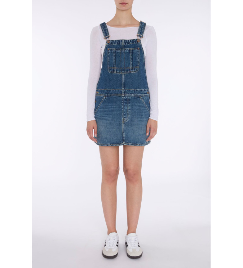7 For All Mankind Peto Dungaress con falda denim azul
