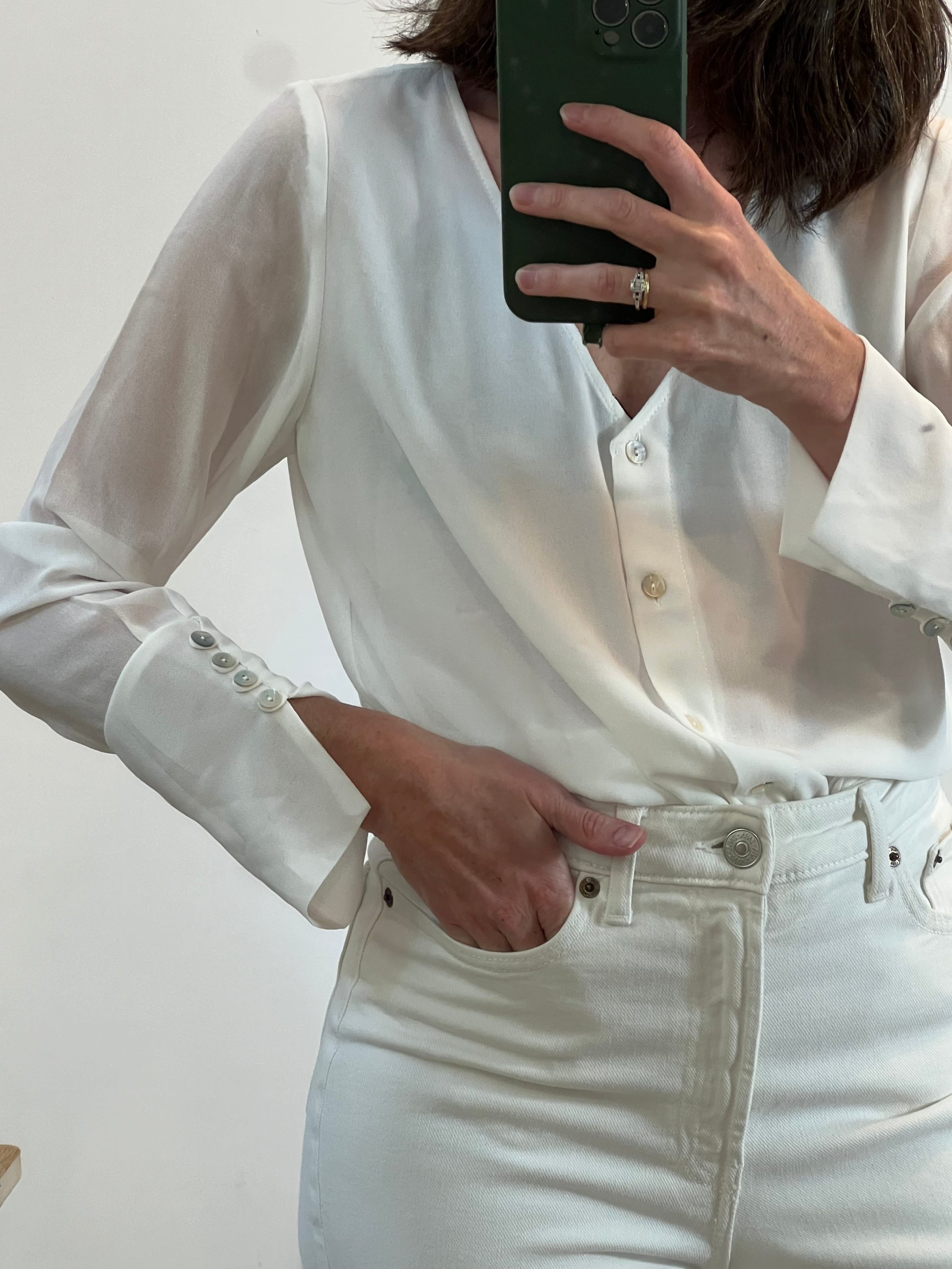 BIMANI. blusa blanca botones T.m