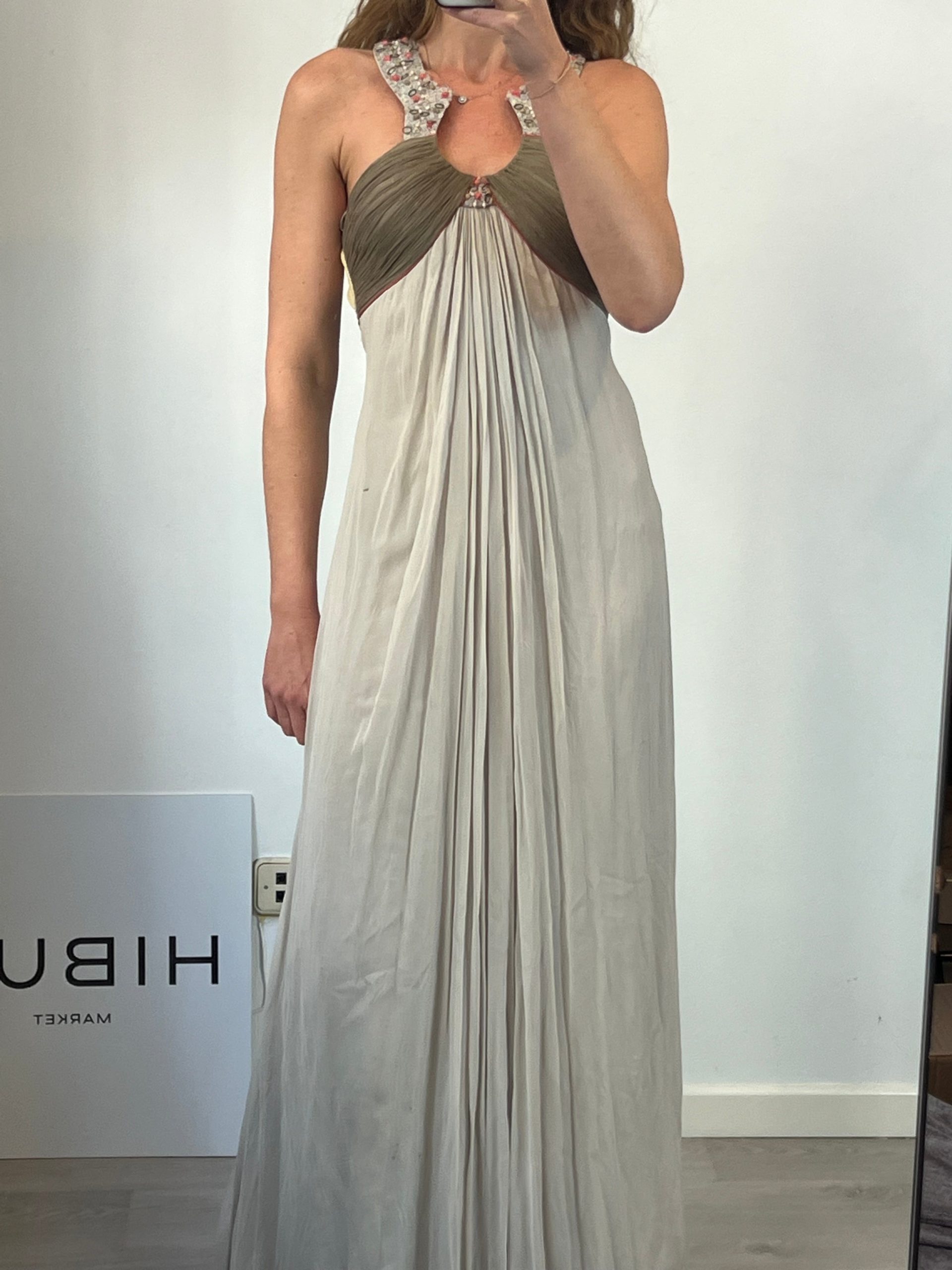 BI^NK LONDON. Vestido largo fluido detalle espalda. T M