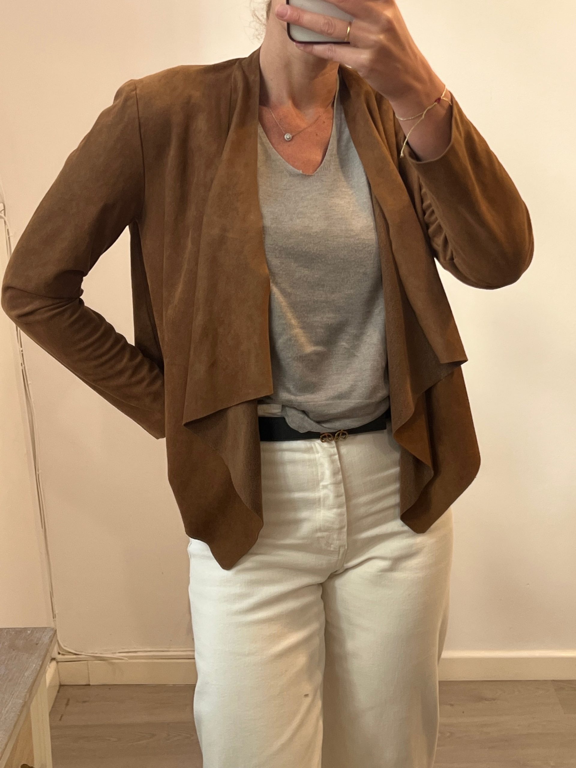 KIABI. Chaqueta marrón antelina T.m