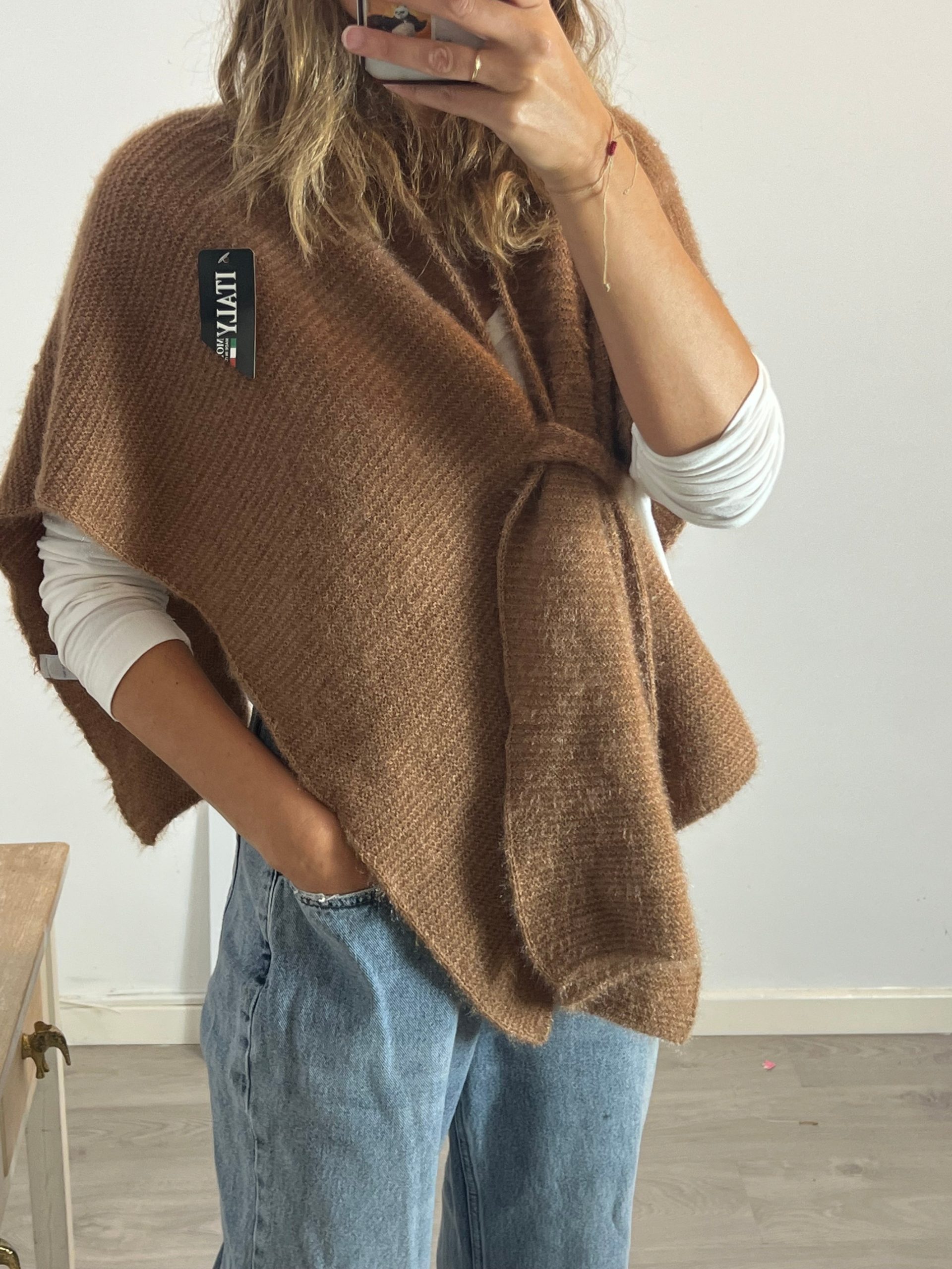 OTRAS. Poncho camel hilos TU