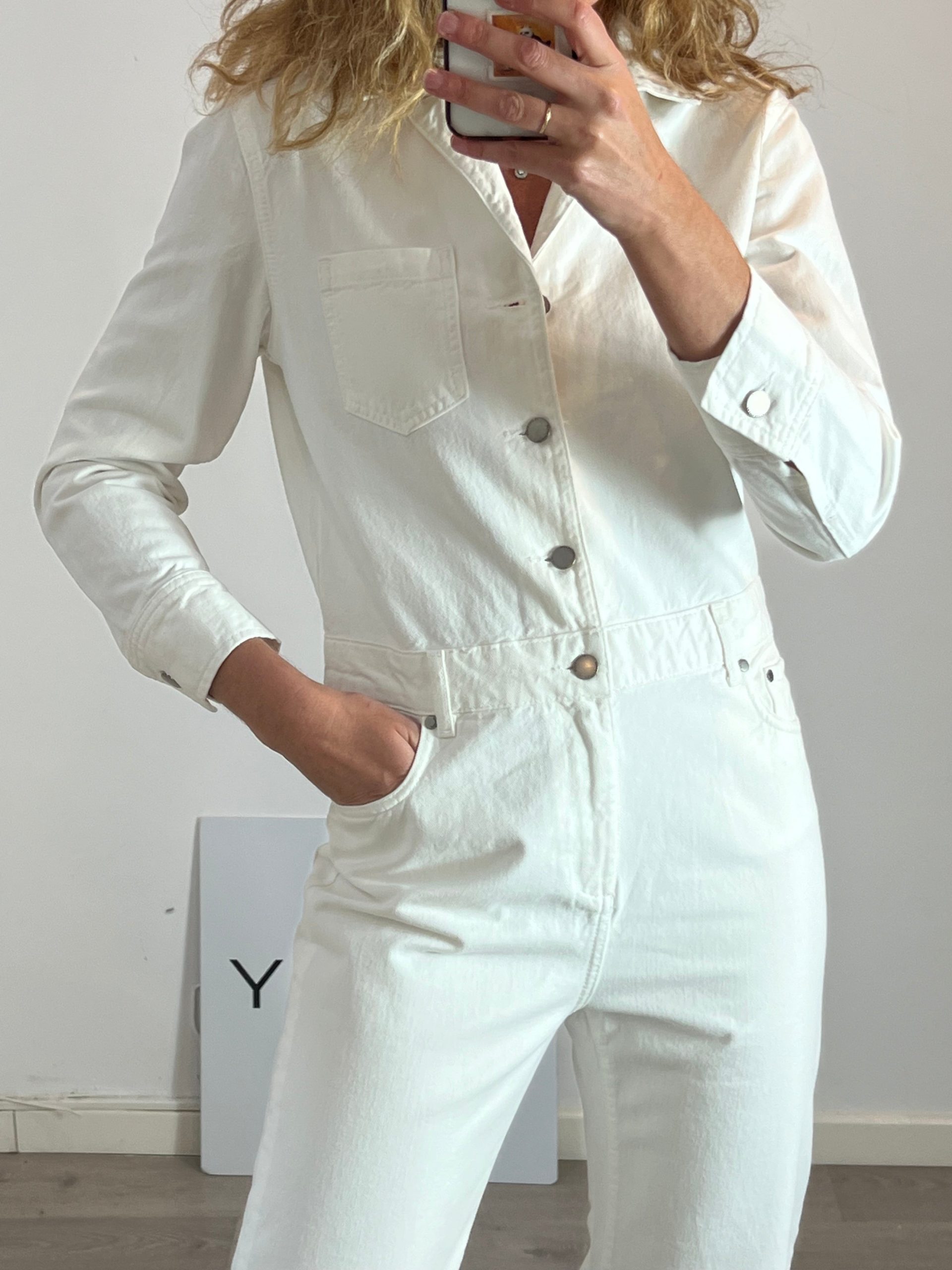 ZARA. Mono denim blanco T.s