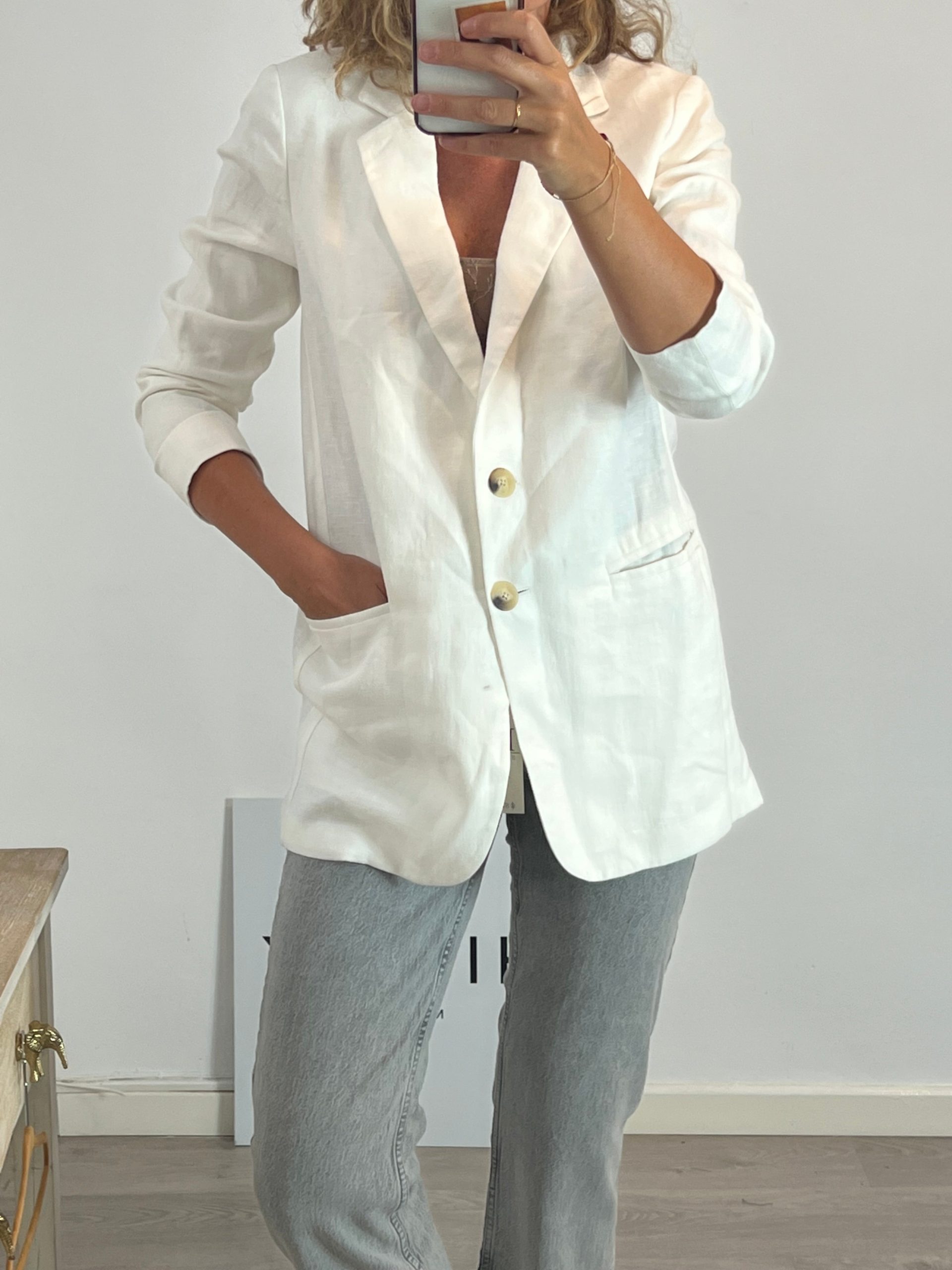 MASSIMO DUTTI . Blazer lino larga. T 38