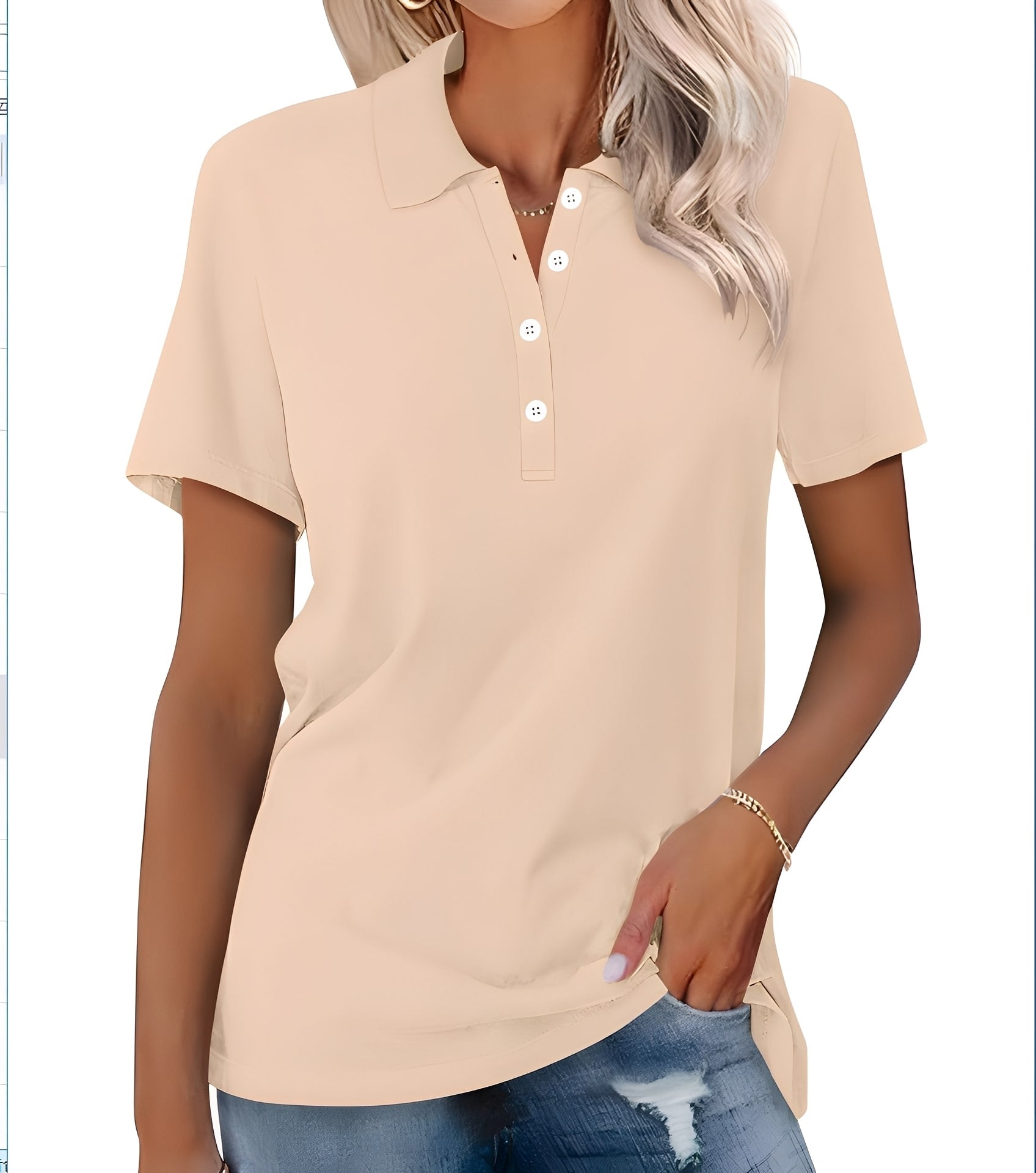 Glenna - Camiseta Polo de Manga Corta Ajustada y Casual para Mujer