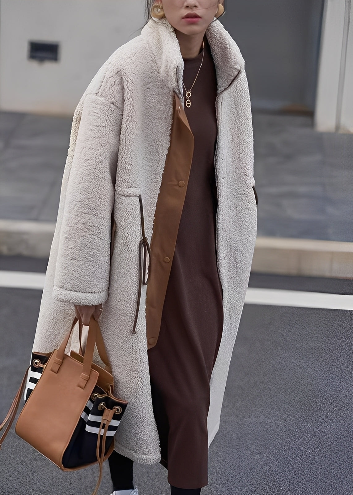 Noelene - Abrigo de lana cálido y holgadamente ajustado para mujeres