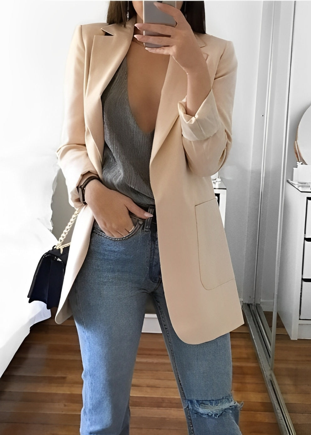 Cherie - Elegante chaqueta de verano con cuello de solapa para mujeres