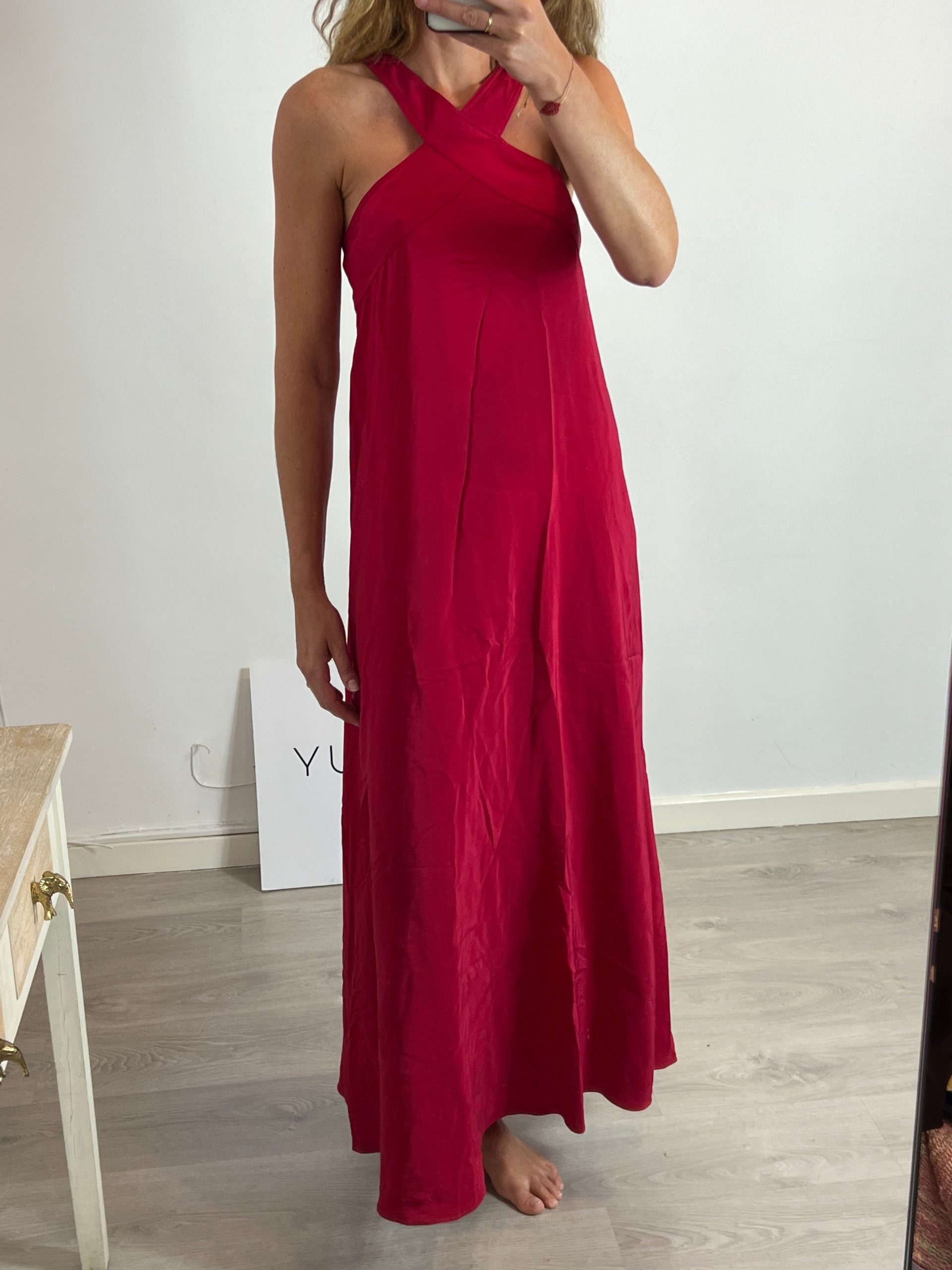 ASPESI.Vestido seda largo buganvilla T.38