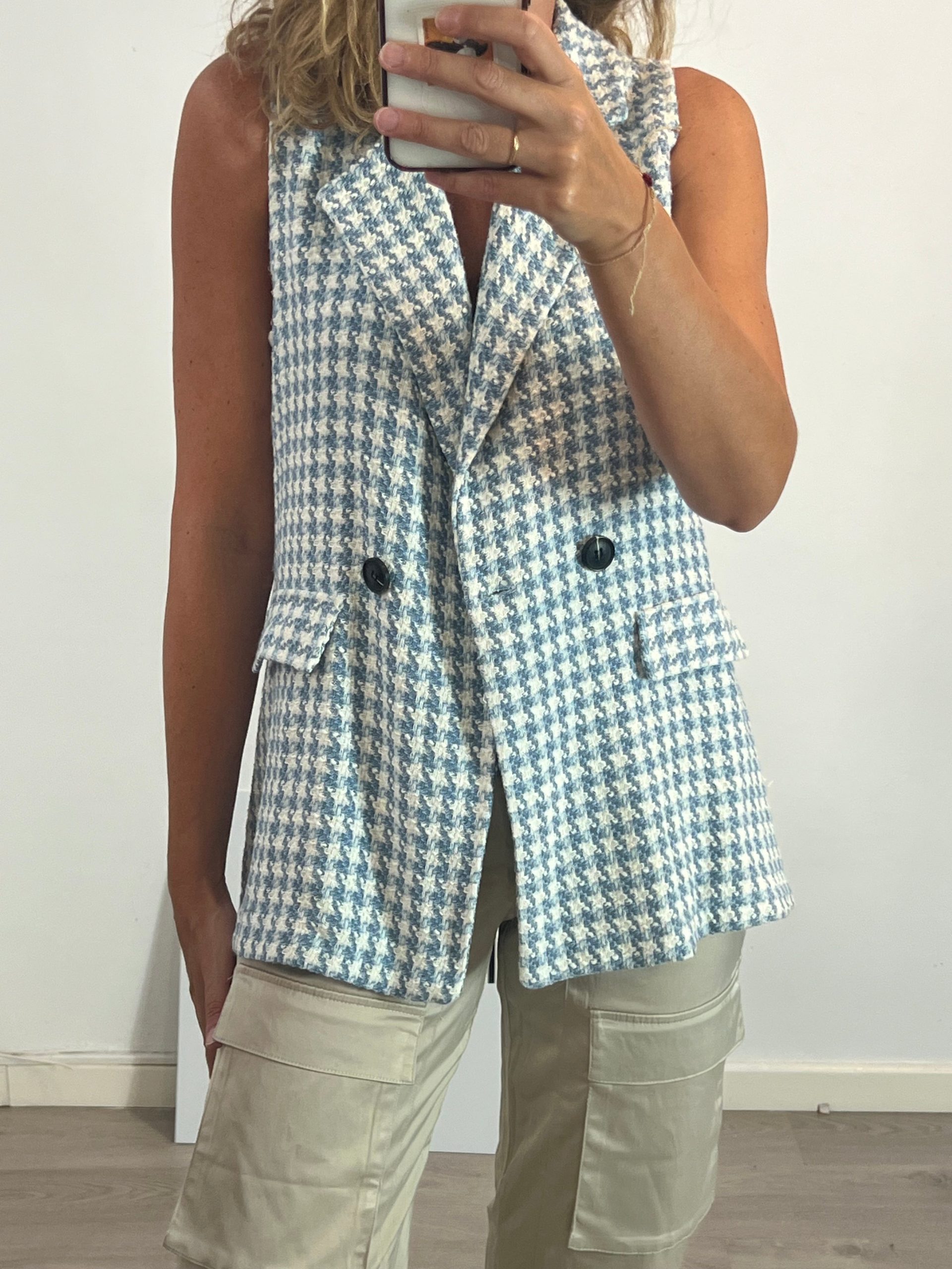 OTRAS. Chaleco pata de gallo bicolor. T S/M