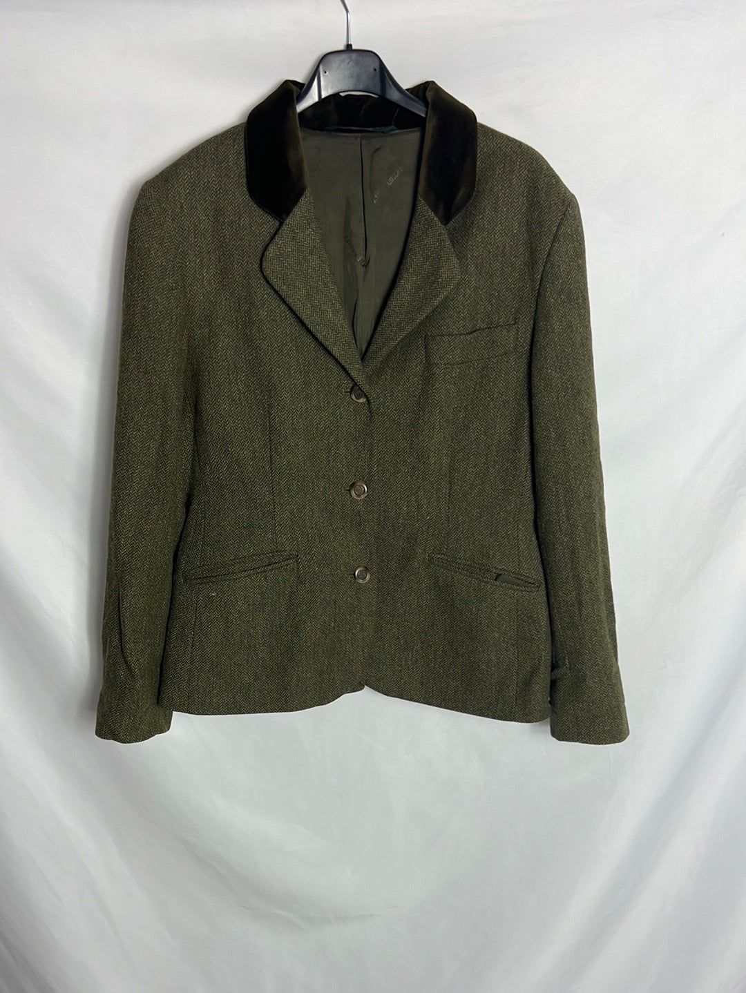 LAURA ASHLEY. Blazer lana verde jaspeada . T40