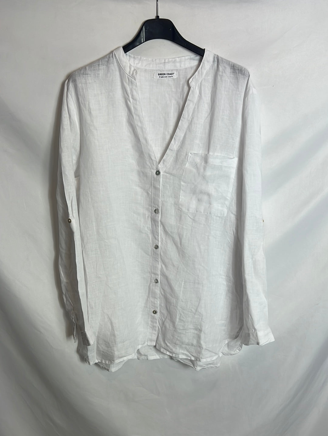 GREEN COAST. Blusa lino blanco. T M