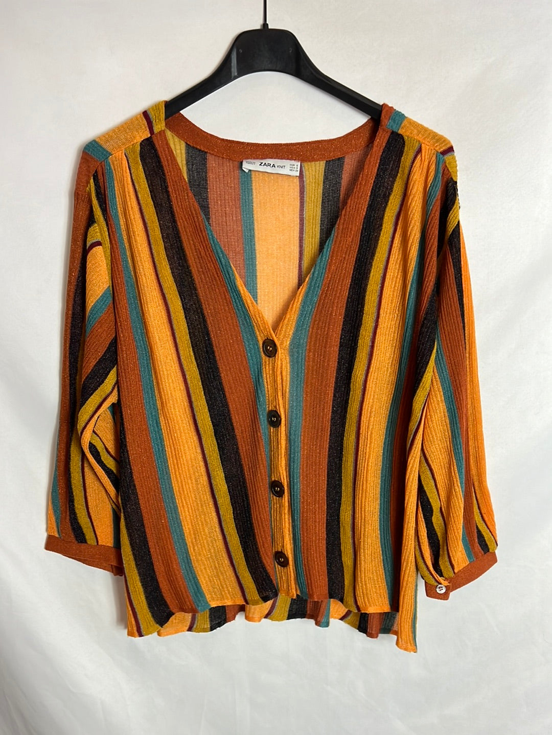 ZARA. Top rayas abotonado. T S