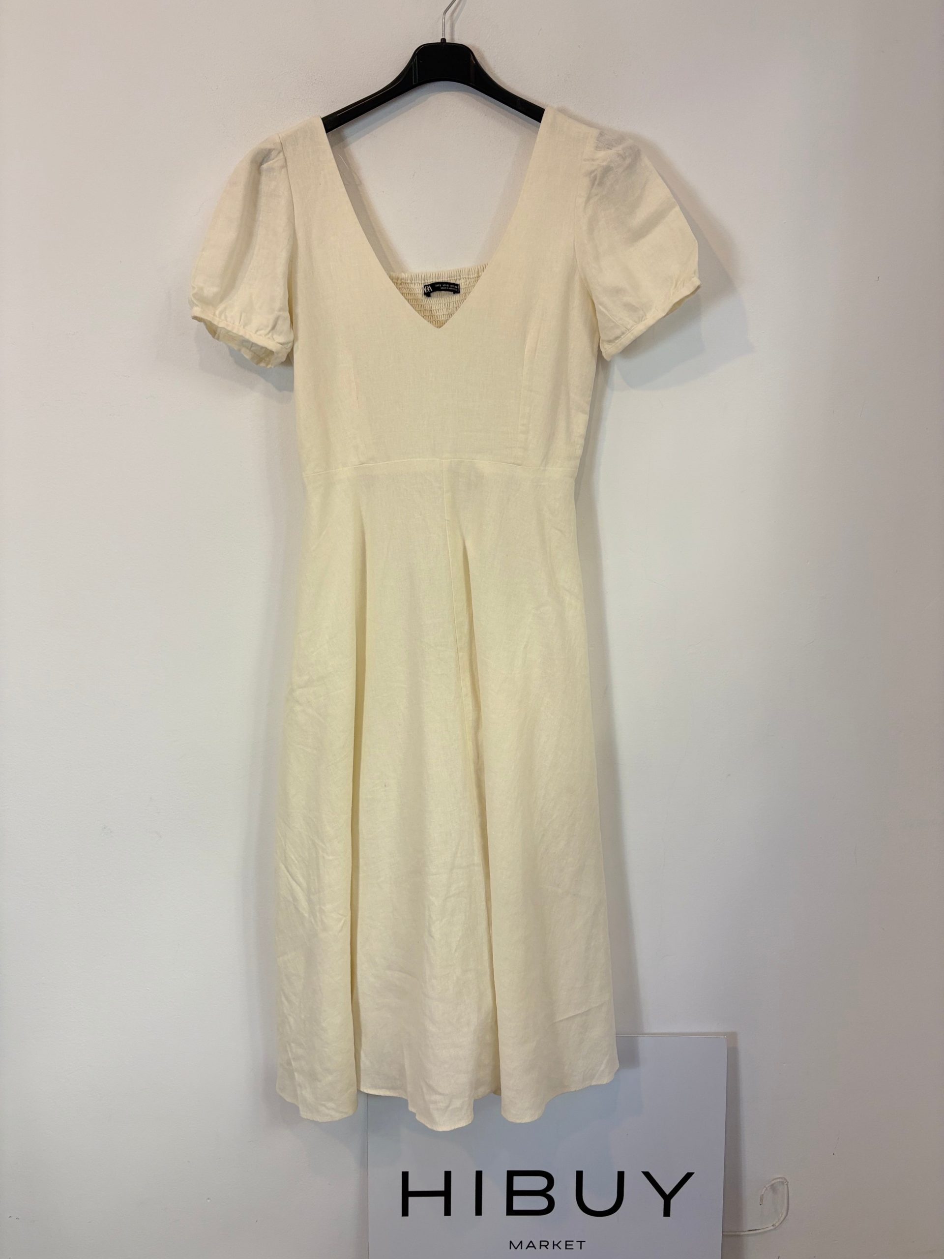 ZARA. Vestido midi color crudo mezcla. T S