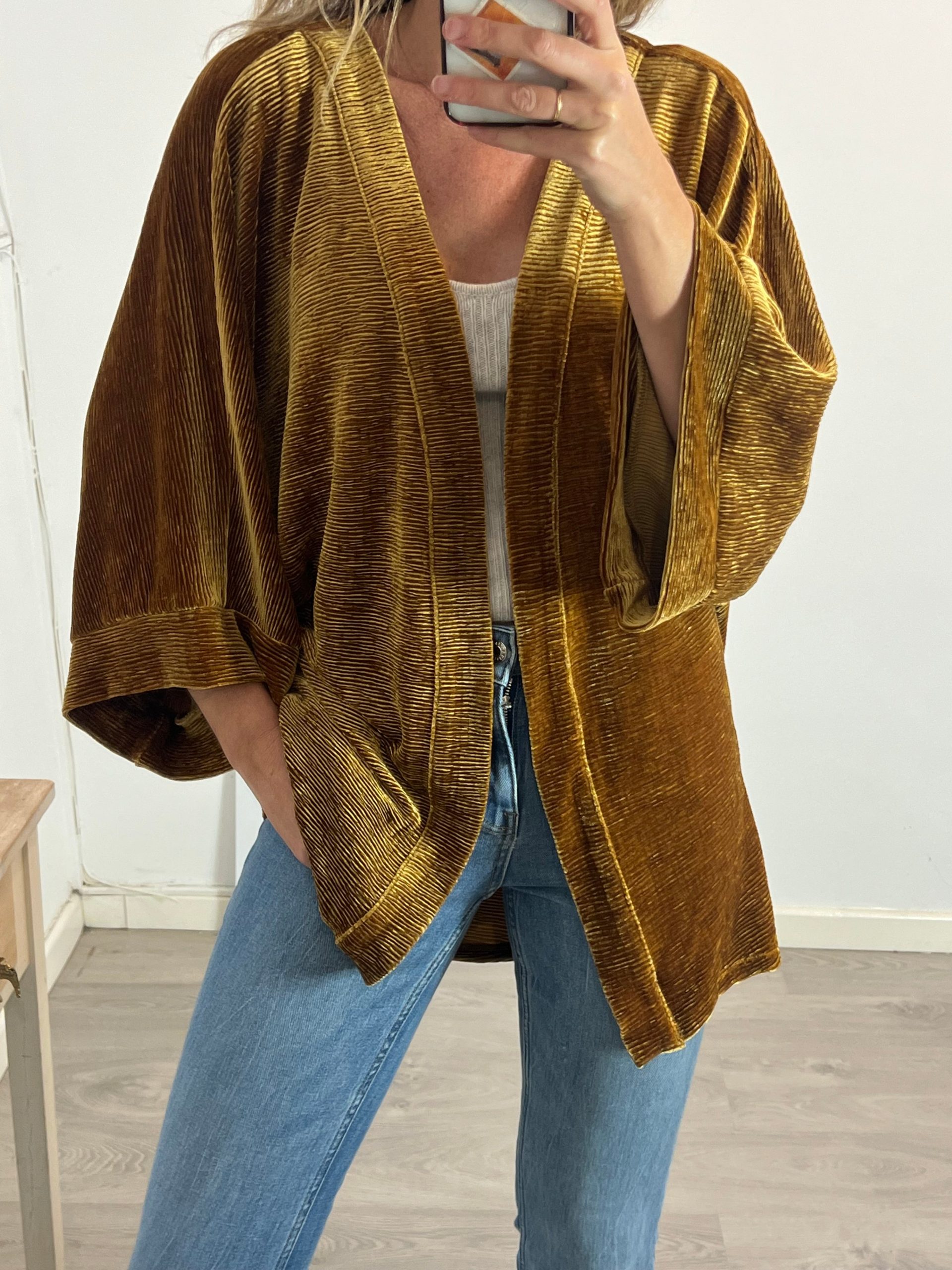 RENATTA&GO. Kimono terciopelo mostaza T.u(m)