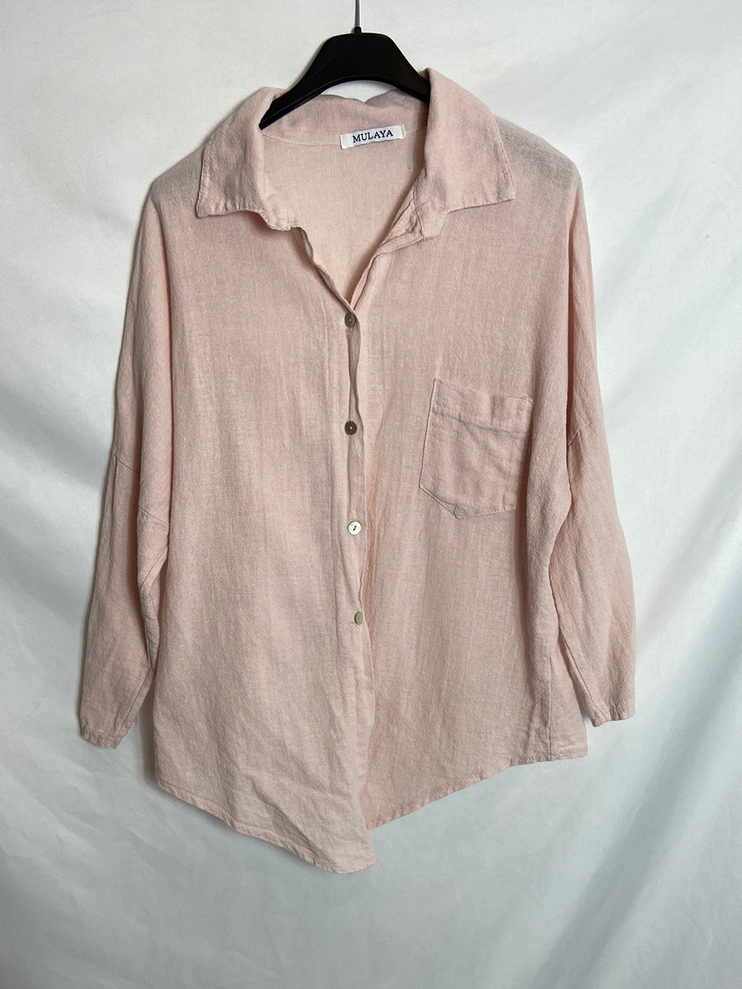 MULAYA. Camisa rosa lino TU(S)