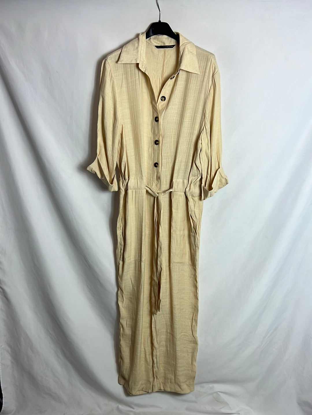 ZARA. Mono largo textura beige. T S