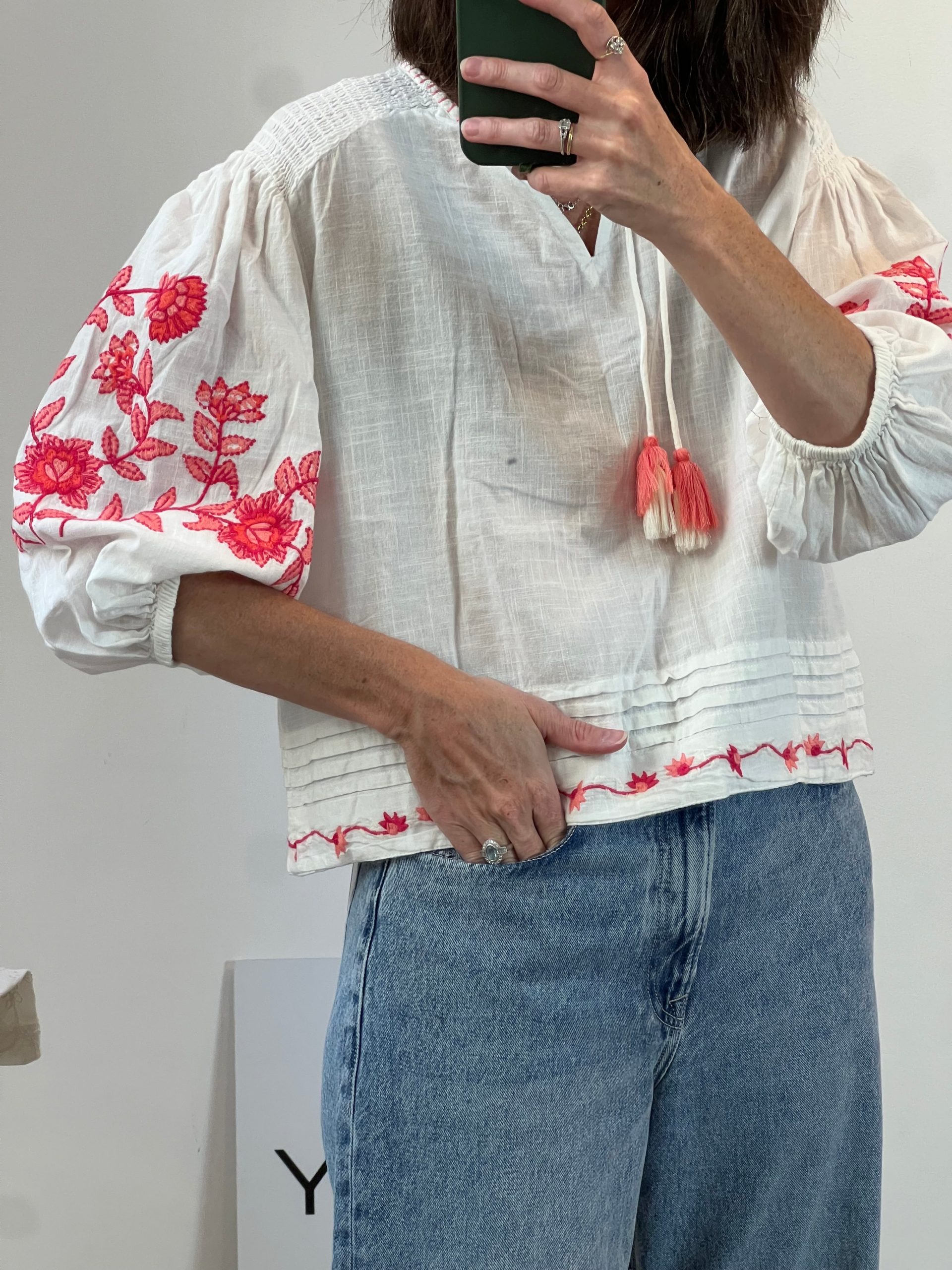 SPRINGFIEL. Blusa blanca bordada T.36