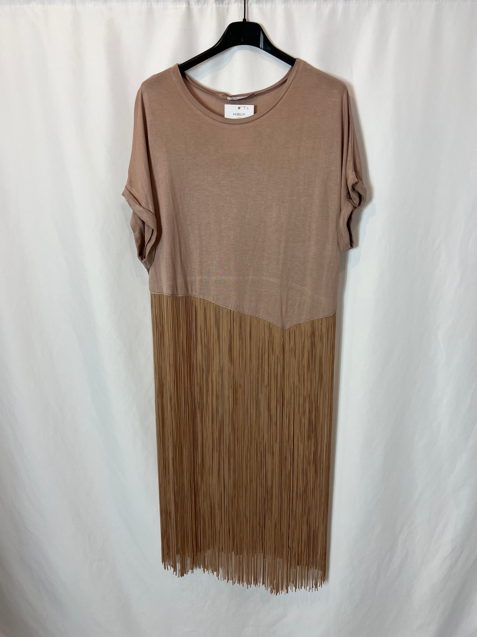 ZARA. Camiseta rosa flecos T.s