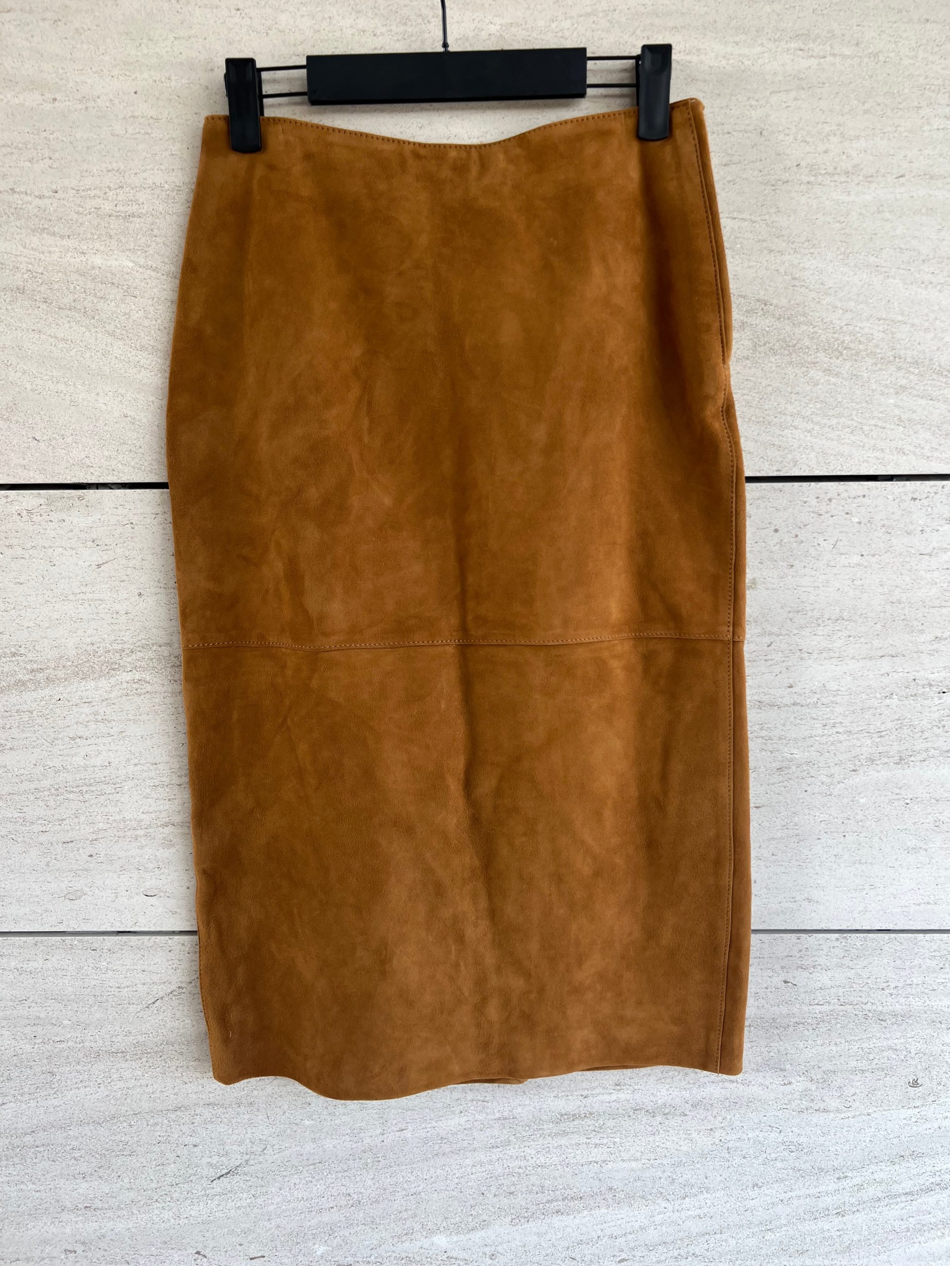 ZARA. Falda piel camel T.xs