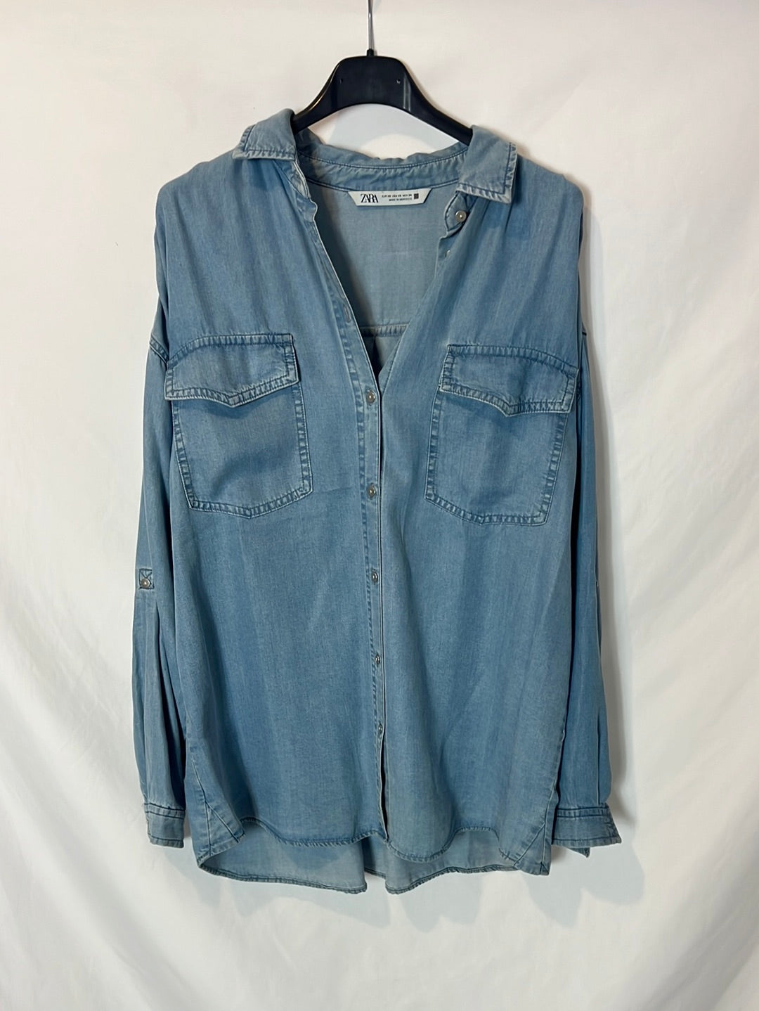 ZARA. Camisa denim fluida. T XS