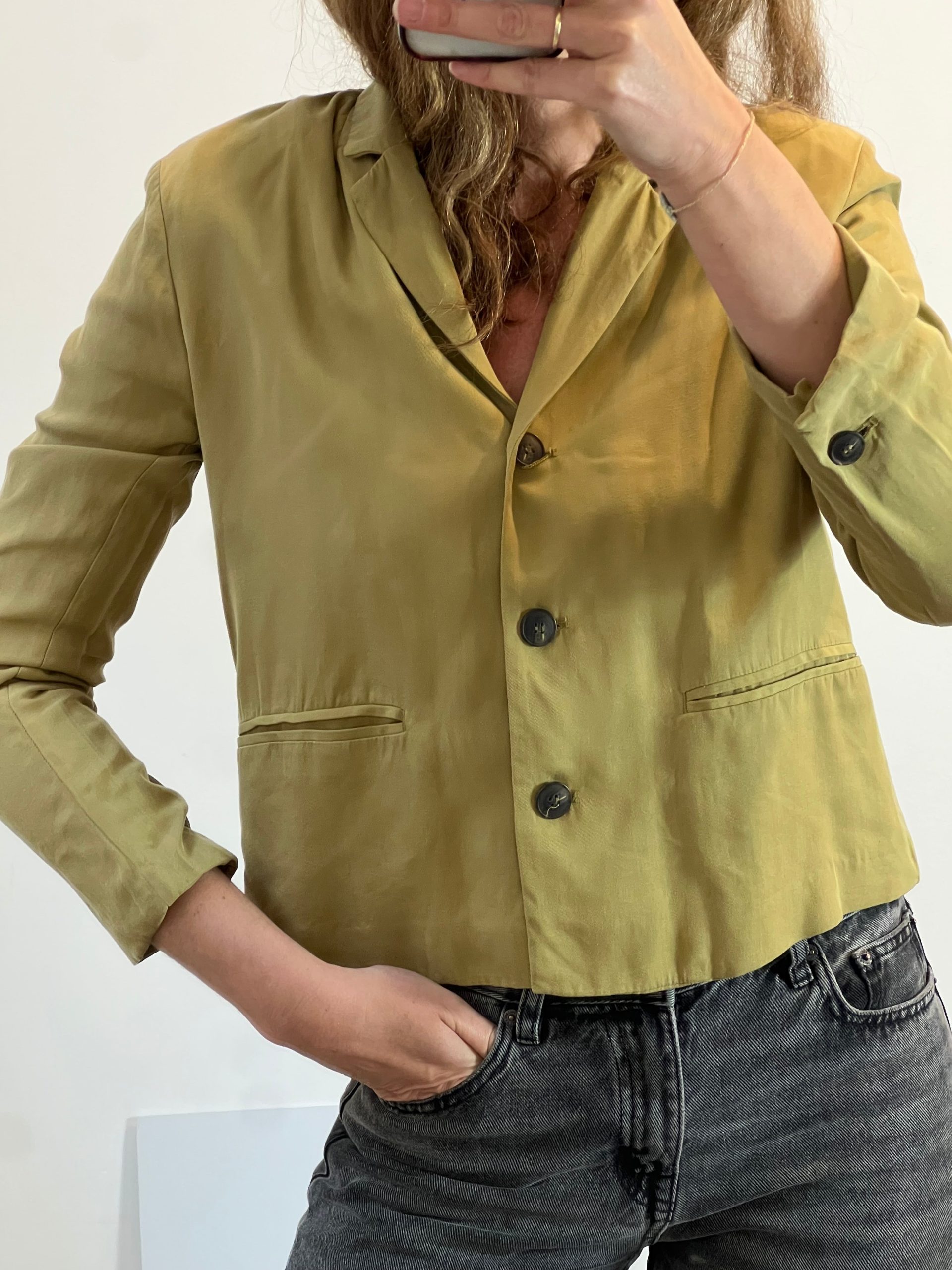 AMERINCA VINTAGE. Blazer verde fluida T.s