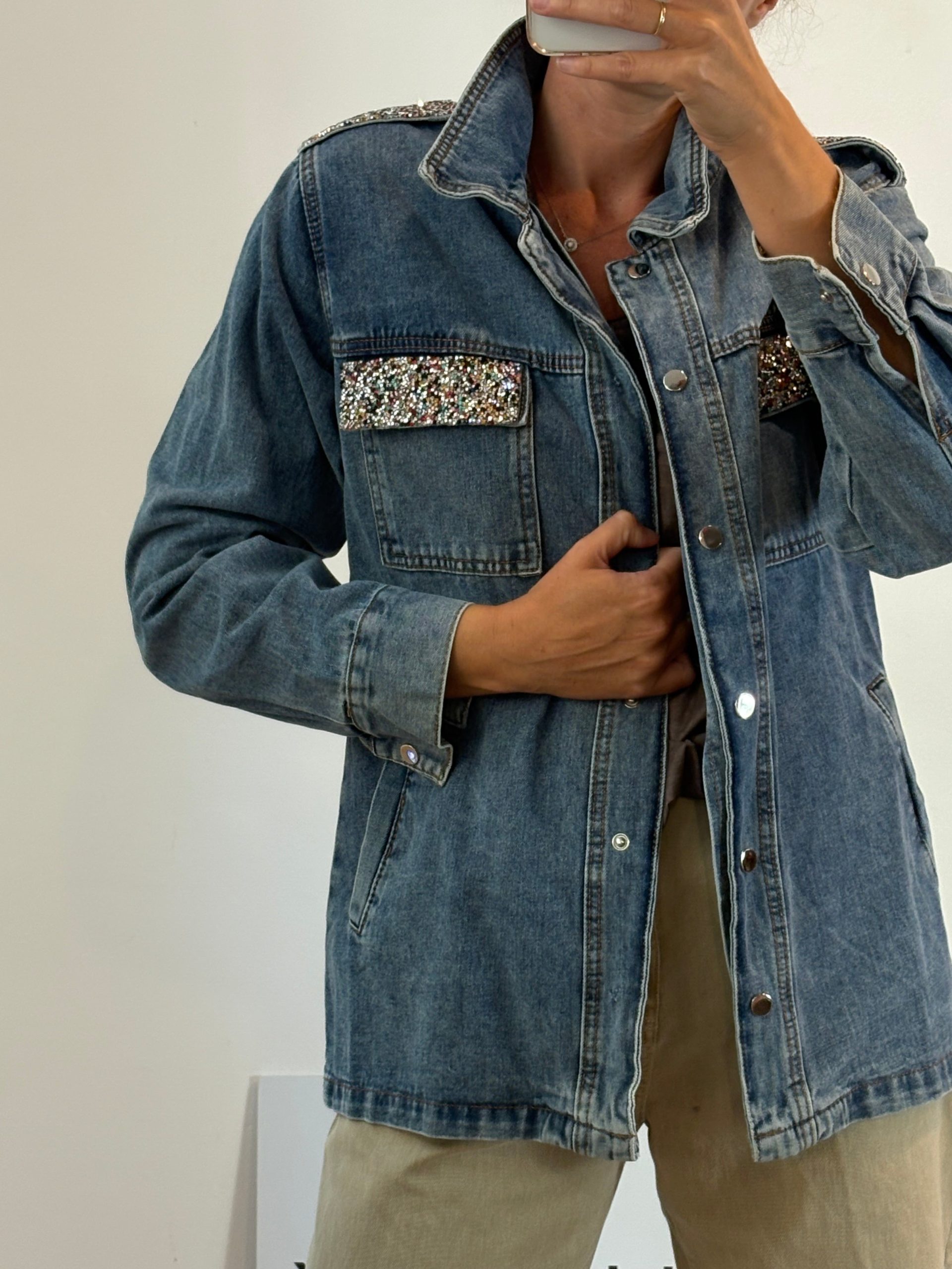 DORADO. Chaqueta denim abalorios TU(S/M)