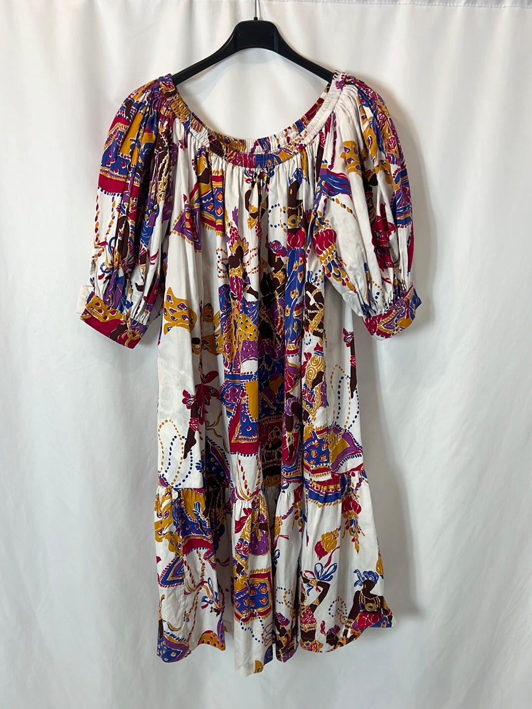 YVES SAINT LAUREN. Vestido midi estampado T S/M