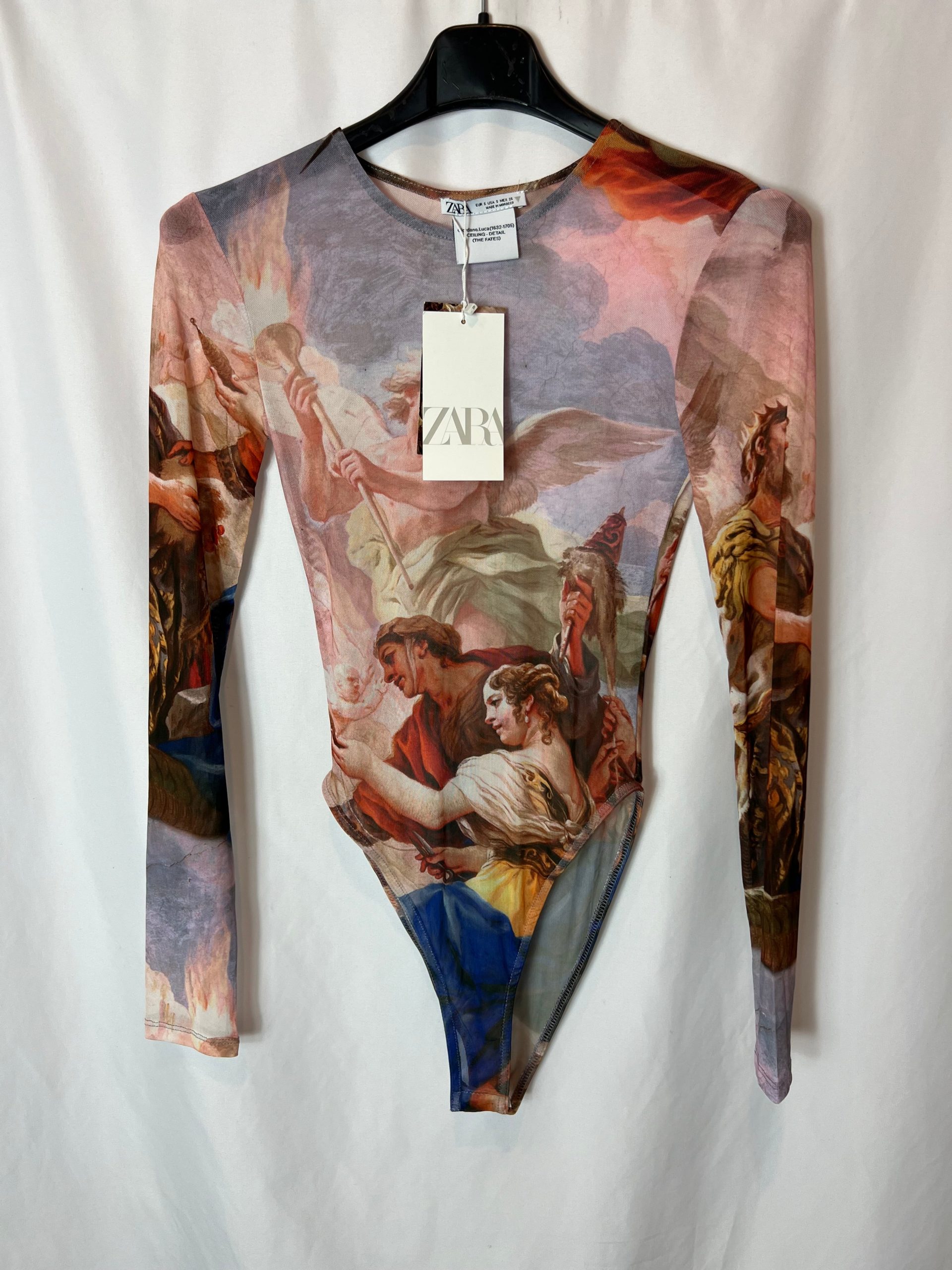 ZARA. Body de rejilla estampado T.s