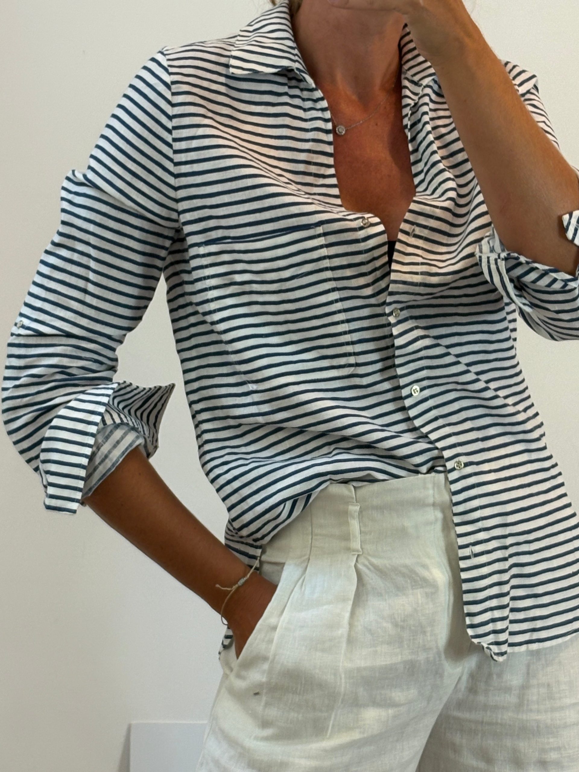 ZARA. Camisa rayas mezcla. T M