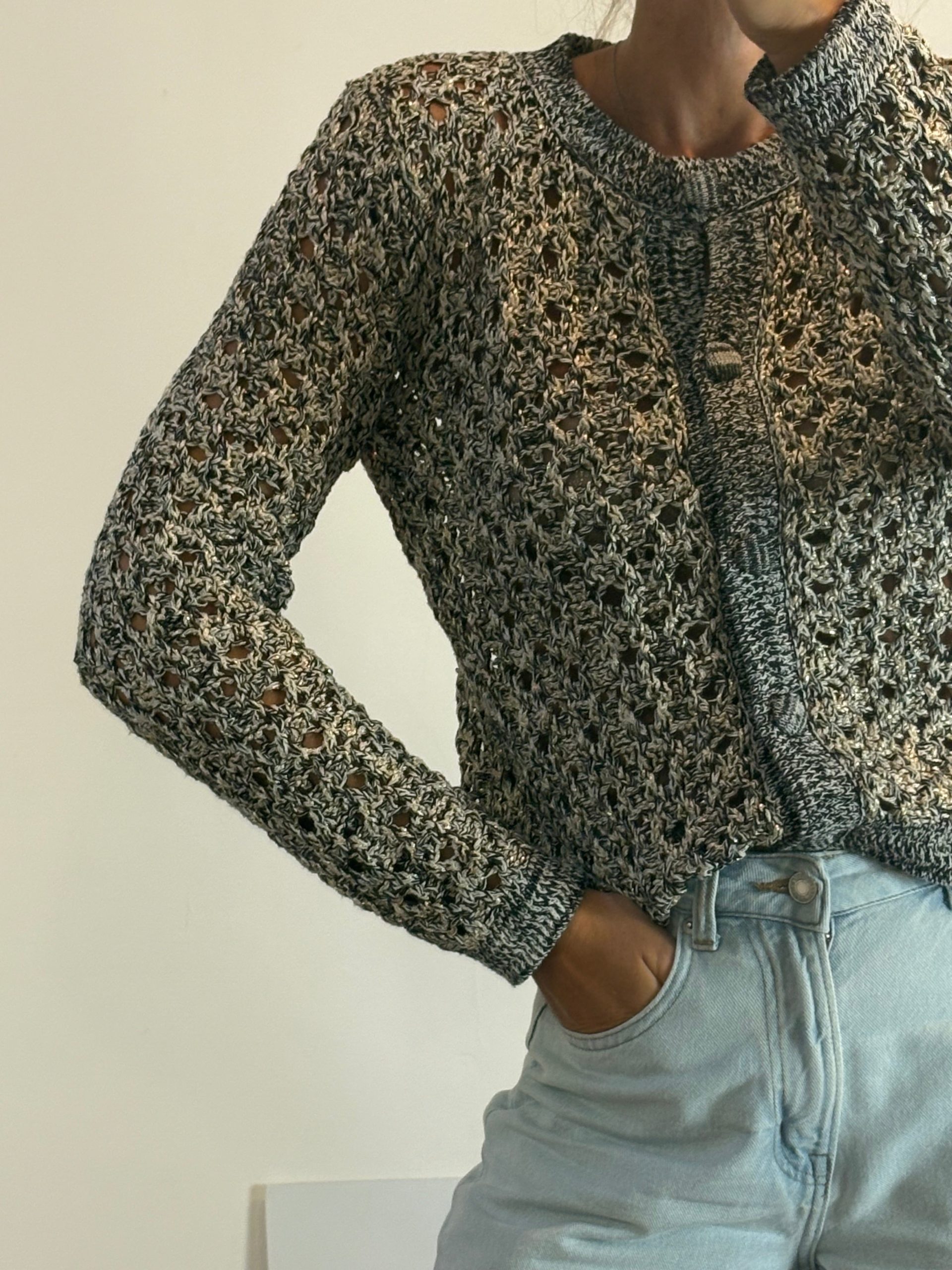 ZARA. Chaqueta punto abierta T.m