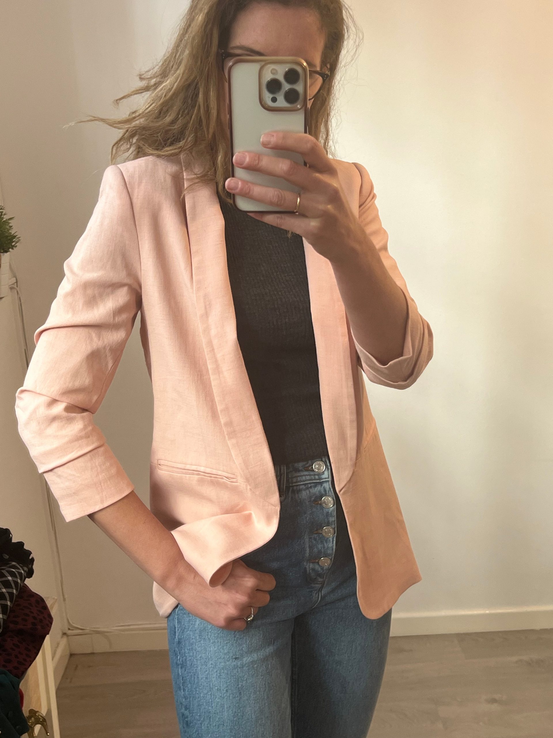 EASY WEAR. Blazer rosa claro fluida. T S