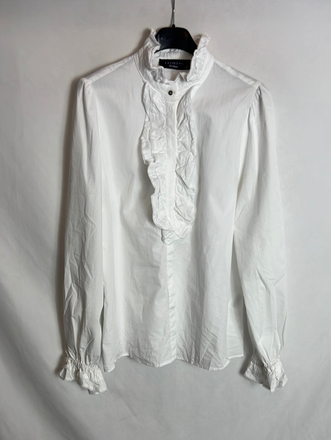 LLOYD’S. Blusa blanca volantes. T 42