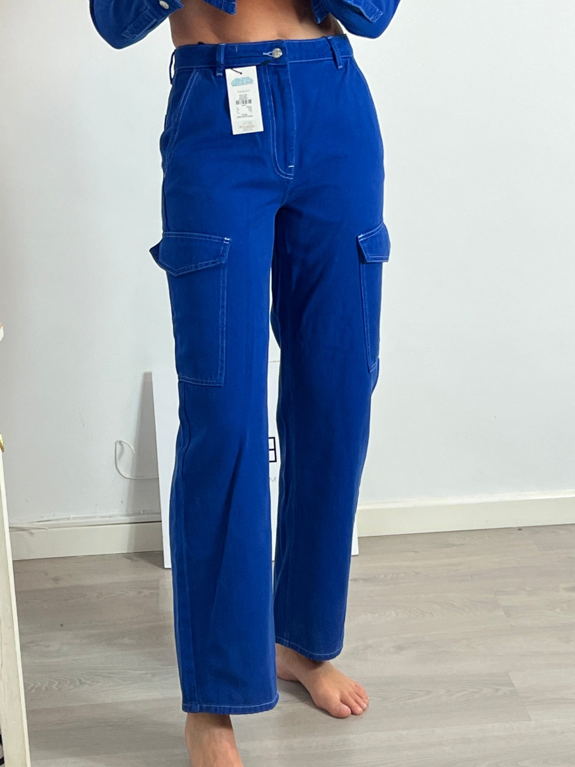 PRIMARK. Pantalón ancho denim azul T.36