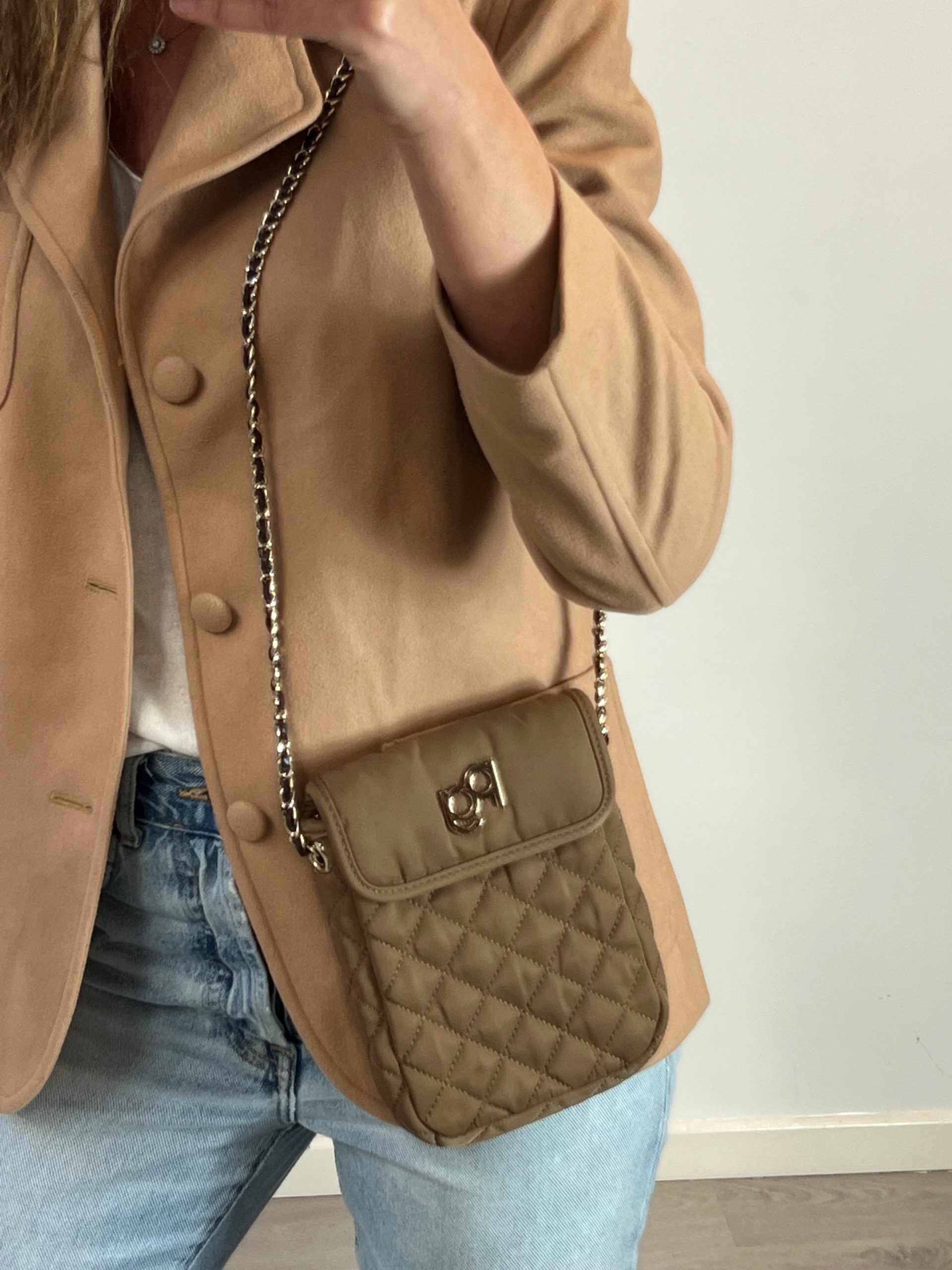 PURIFICACIÓN GARCÍA. Bolso mini lona marrón