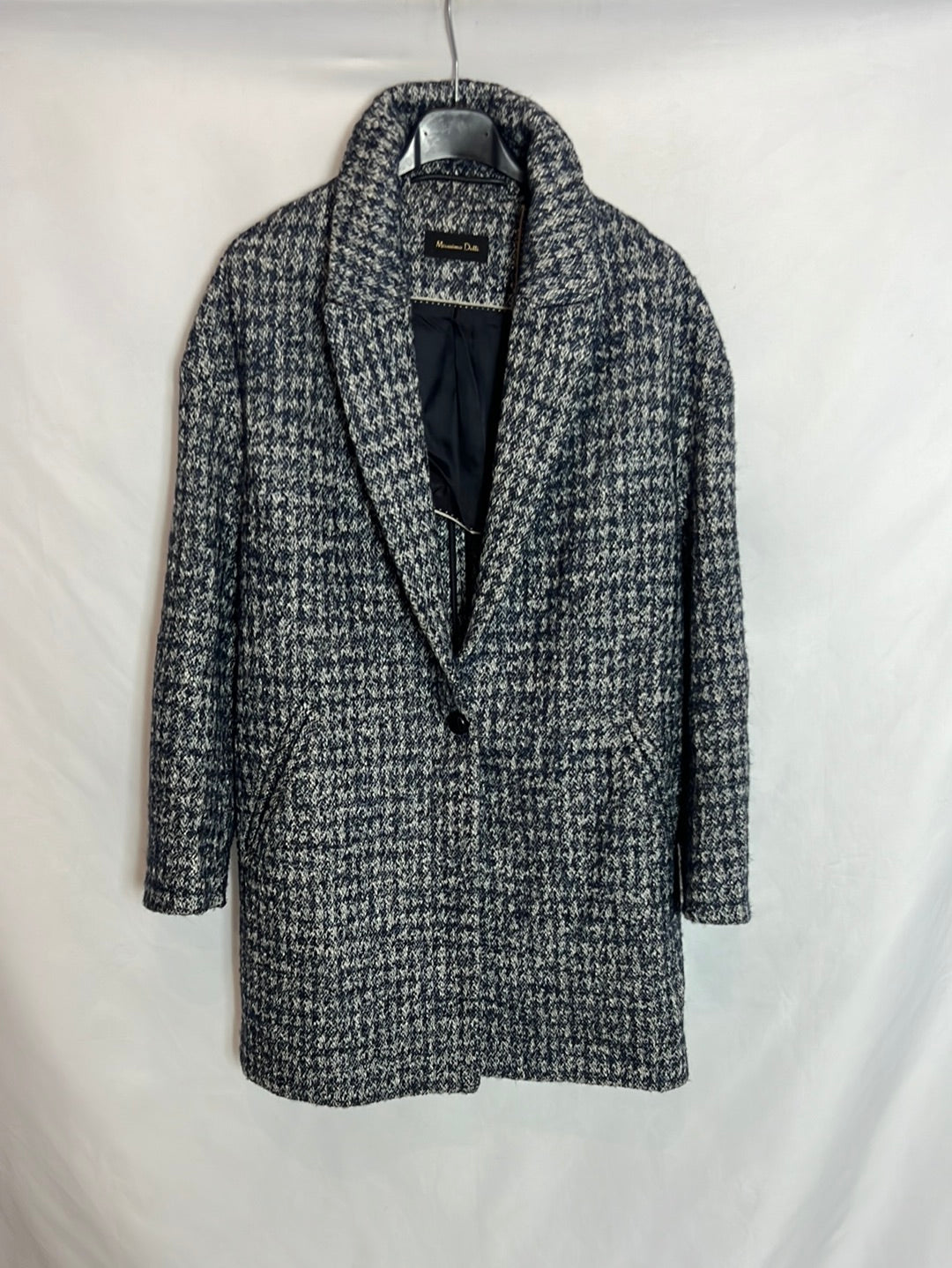 MASSIMO DUTTI. Abrigo jaspeado azules T.s