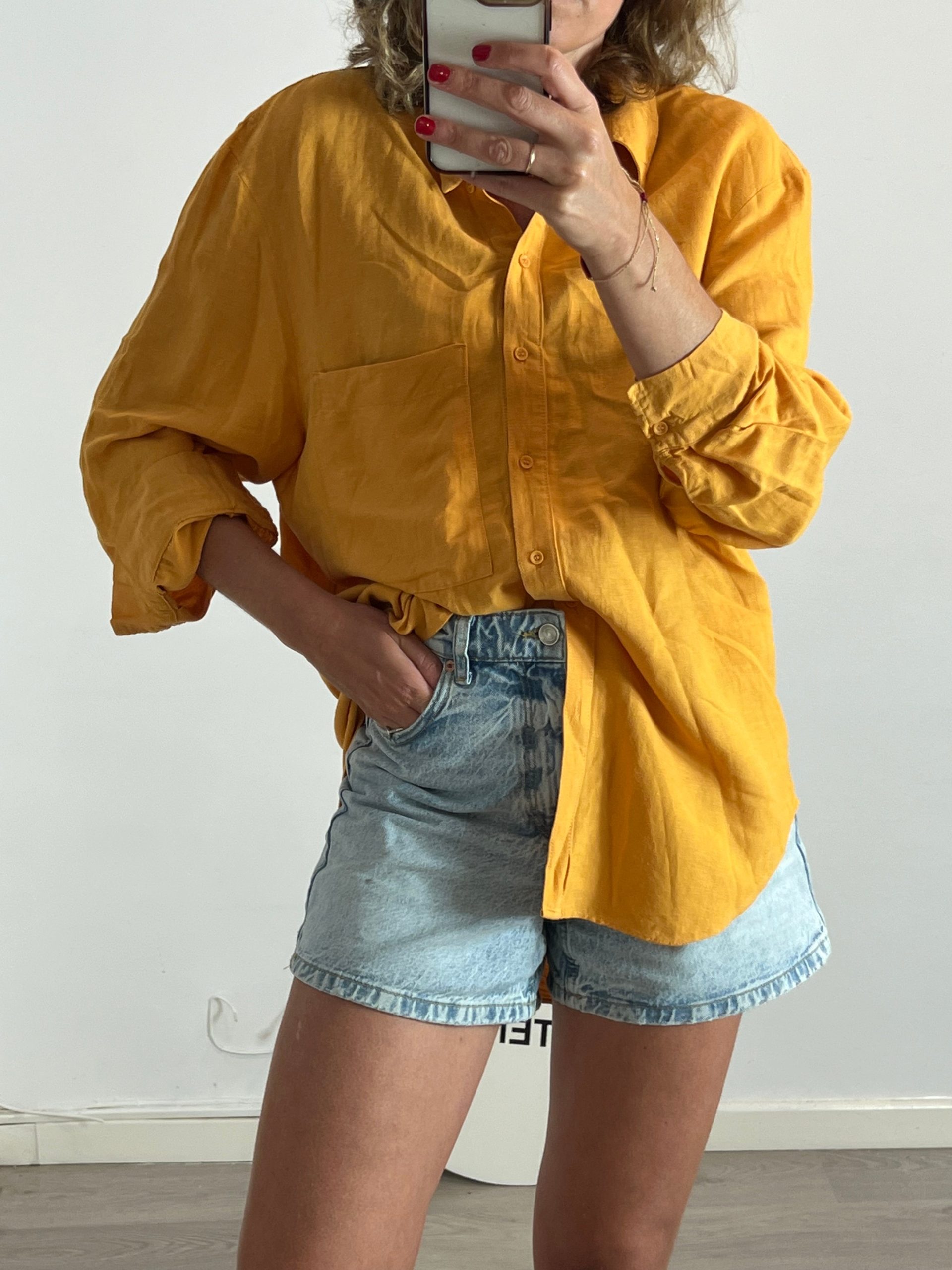 PRIMARK. Blusa fluida mostaza T.38