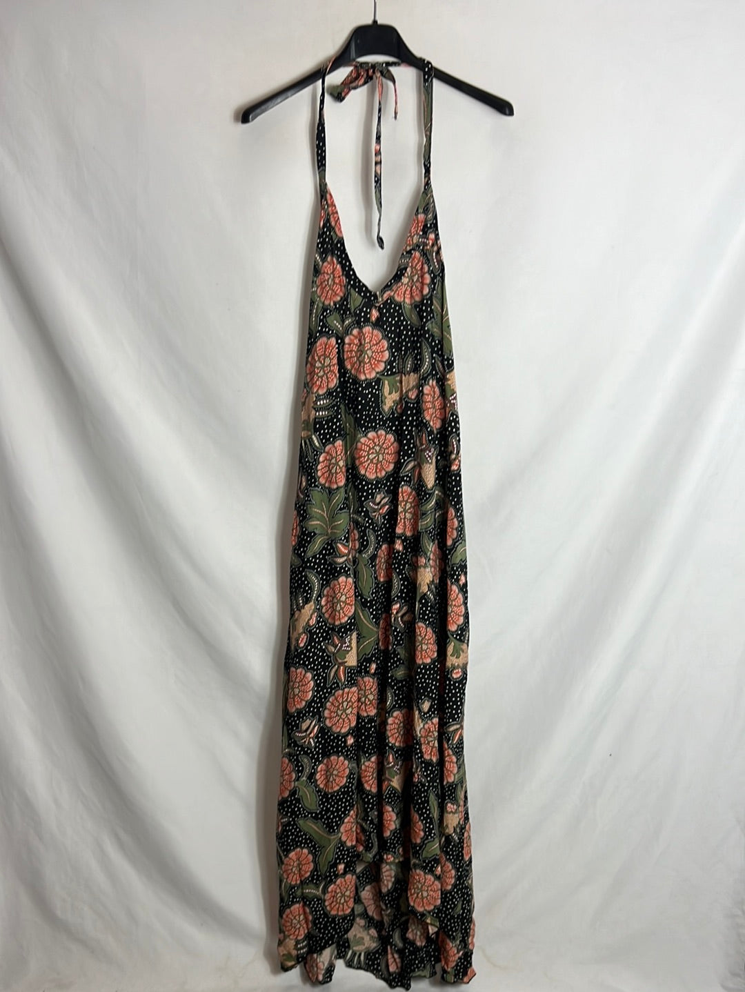 RENATTA&GO . Vestido largo negro estampado . TU (s)