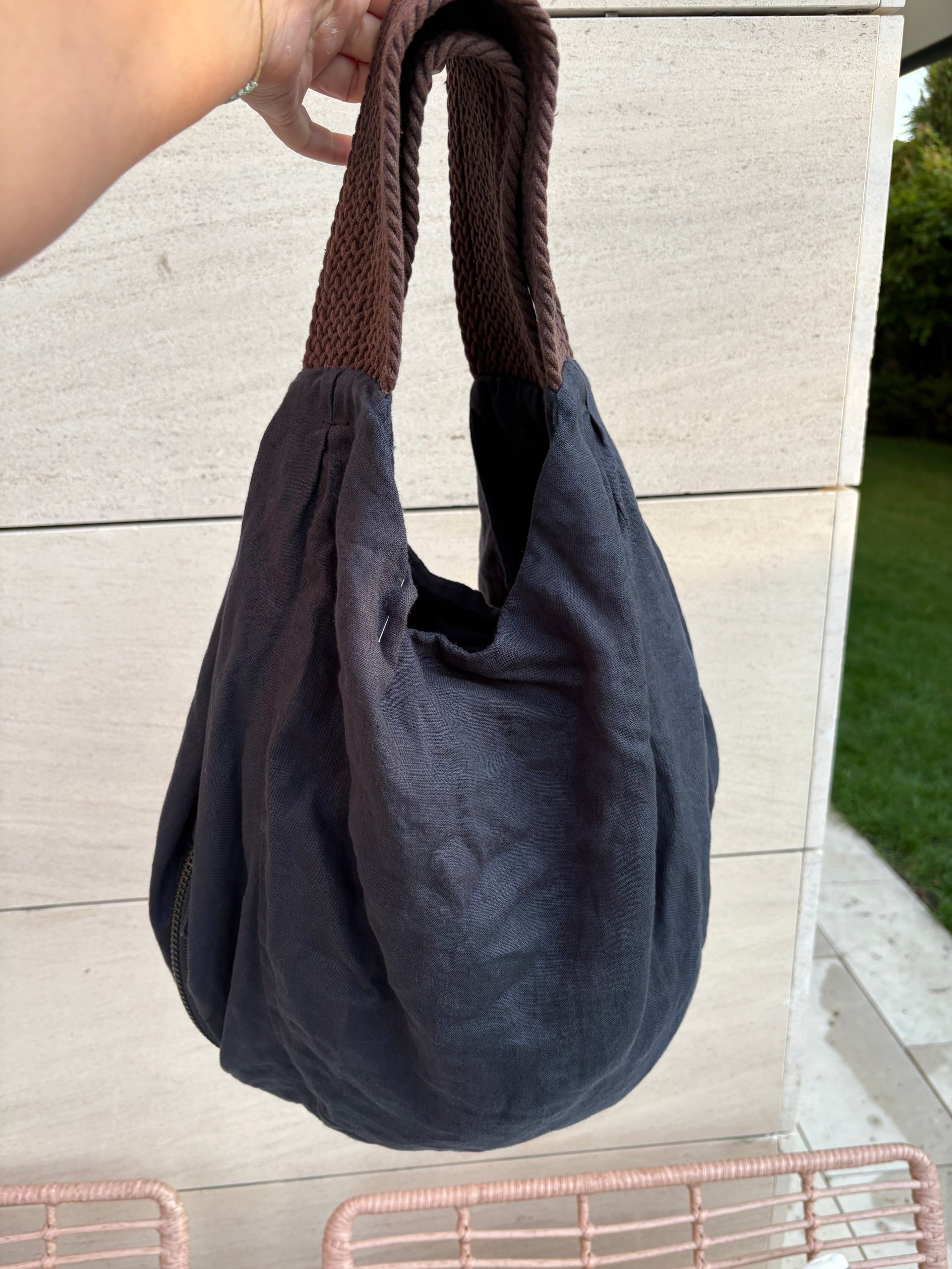 BLUNAUTA. Bolso azul lino