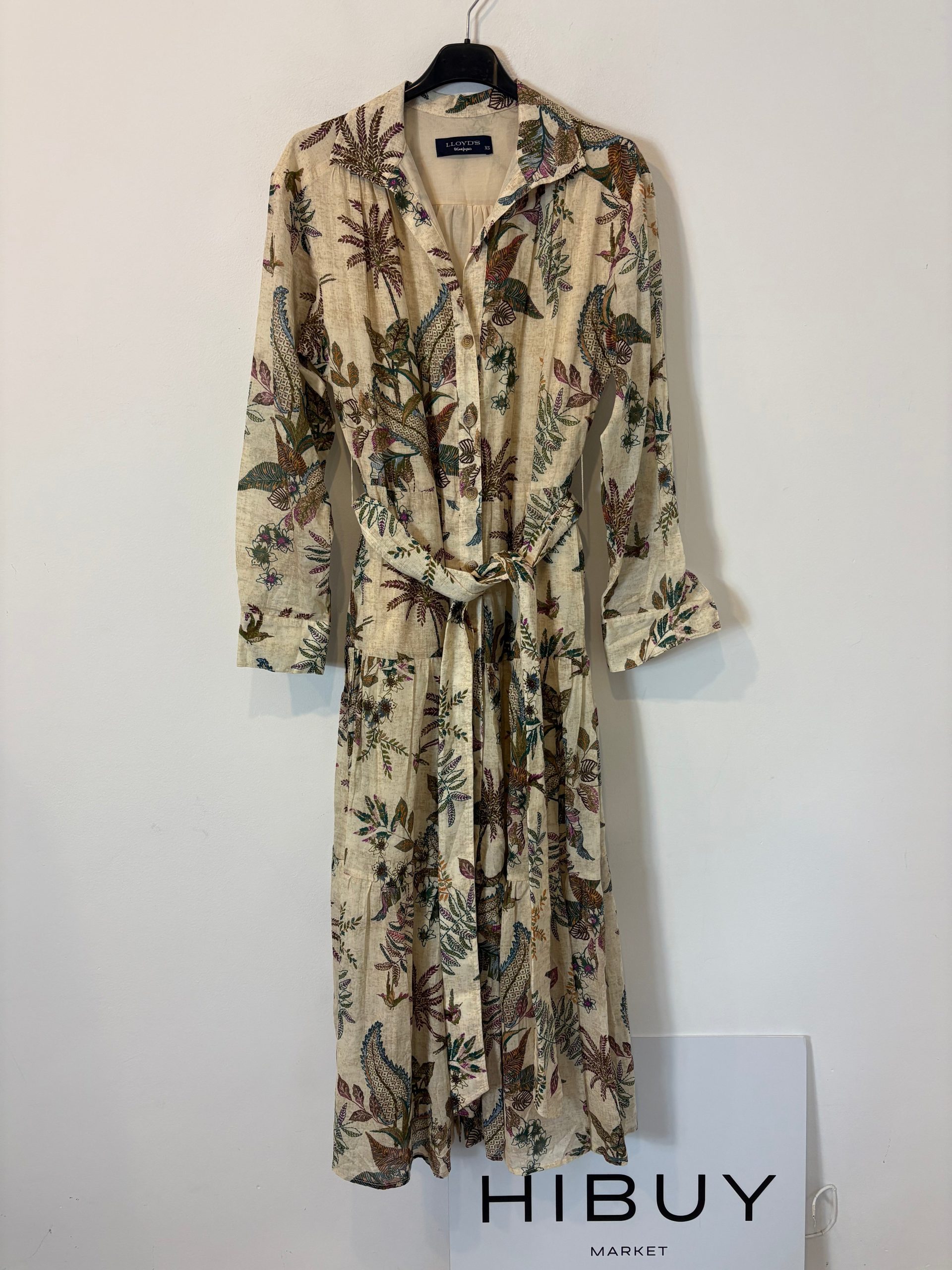 LLOYD´S. Vestido largo estampado hojas. T XS