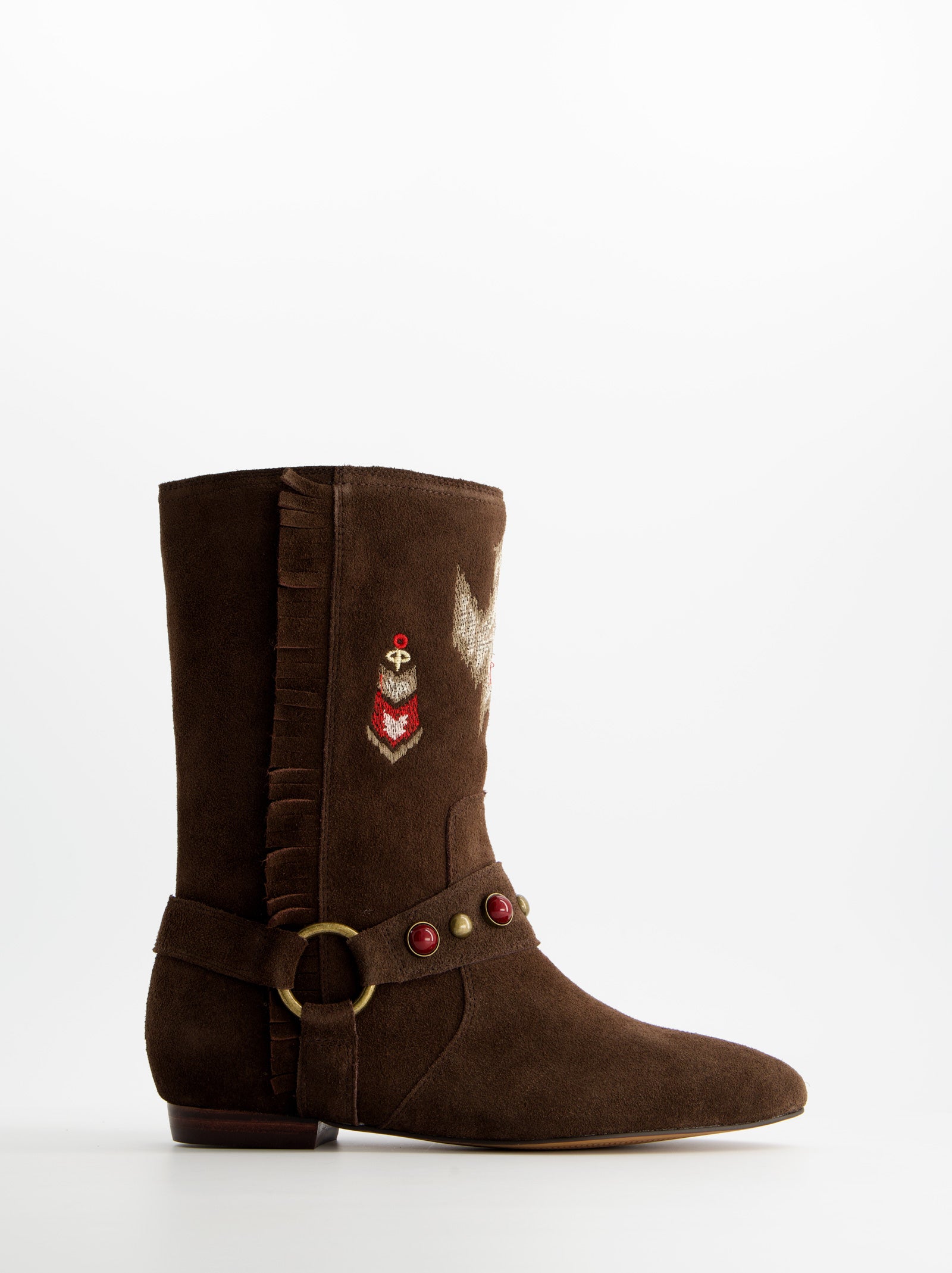 Botín plano de serraje estilo boho - ULK Doha