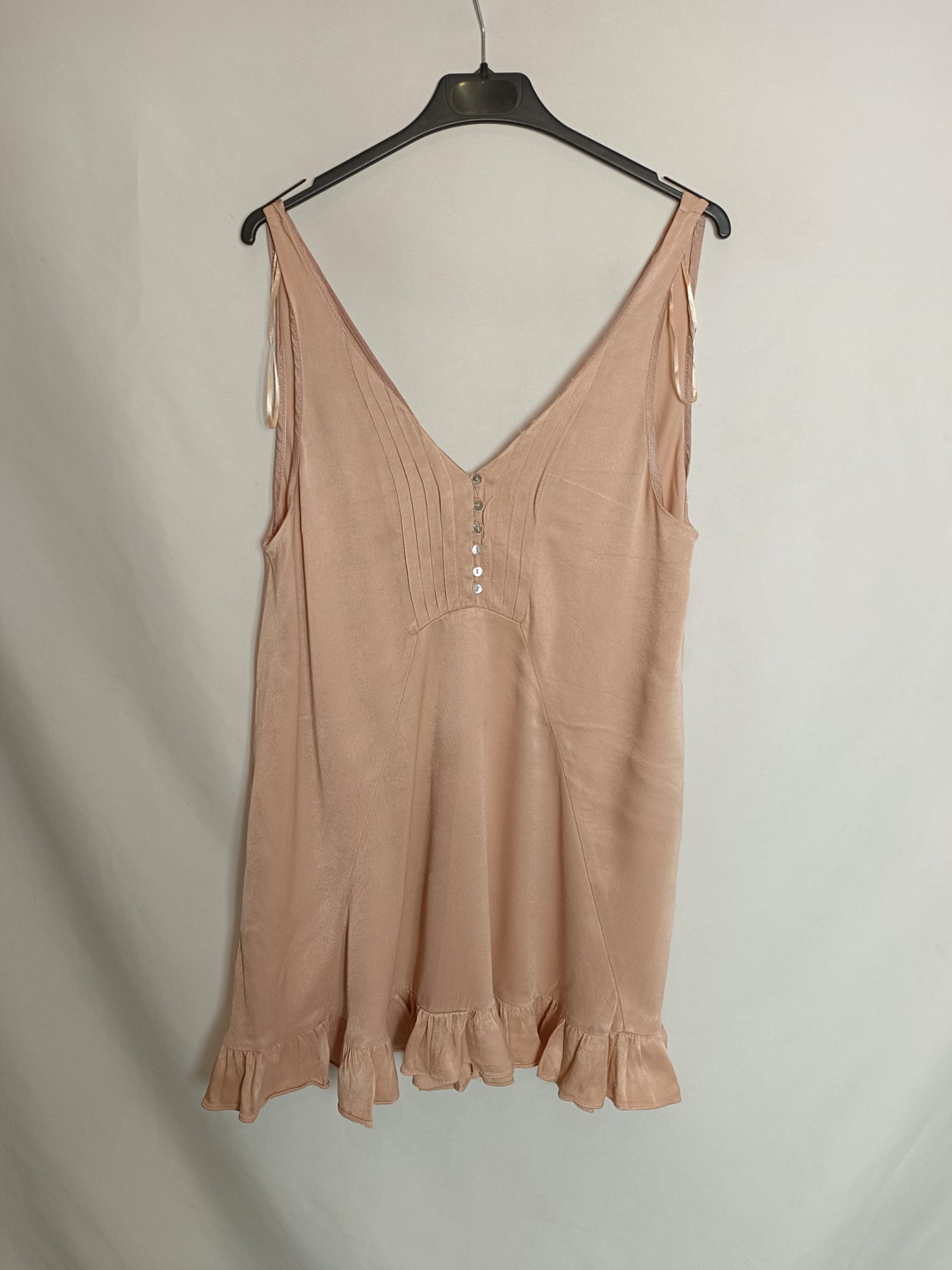 ZARA. Vestido rosa satinado t.m