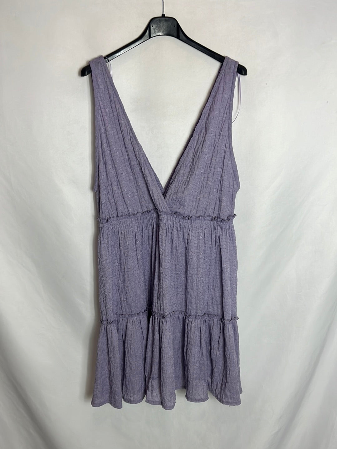 PULL&BEAR . Vestido corto morado textura. T S