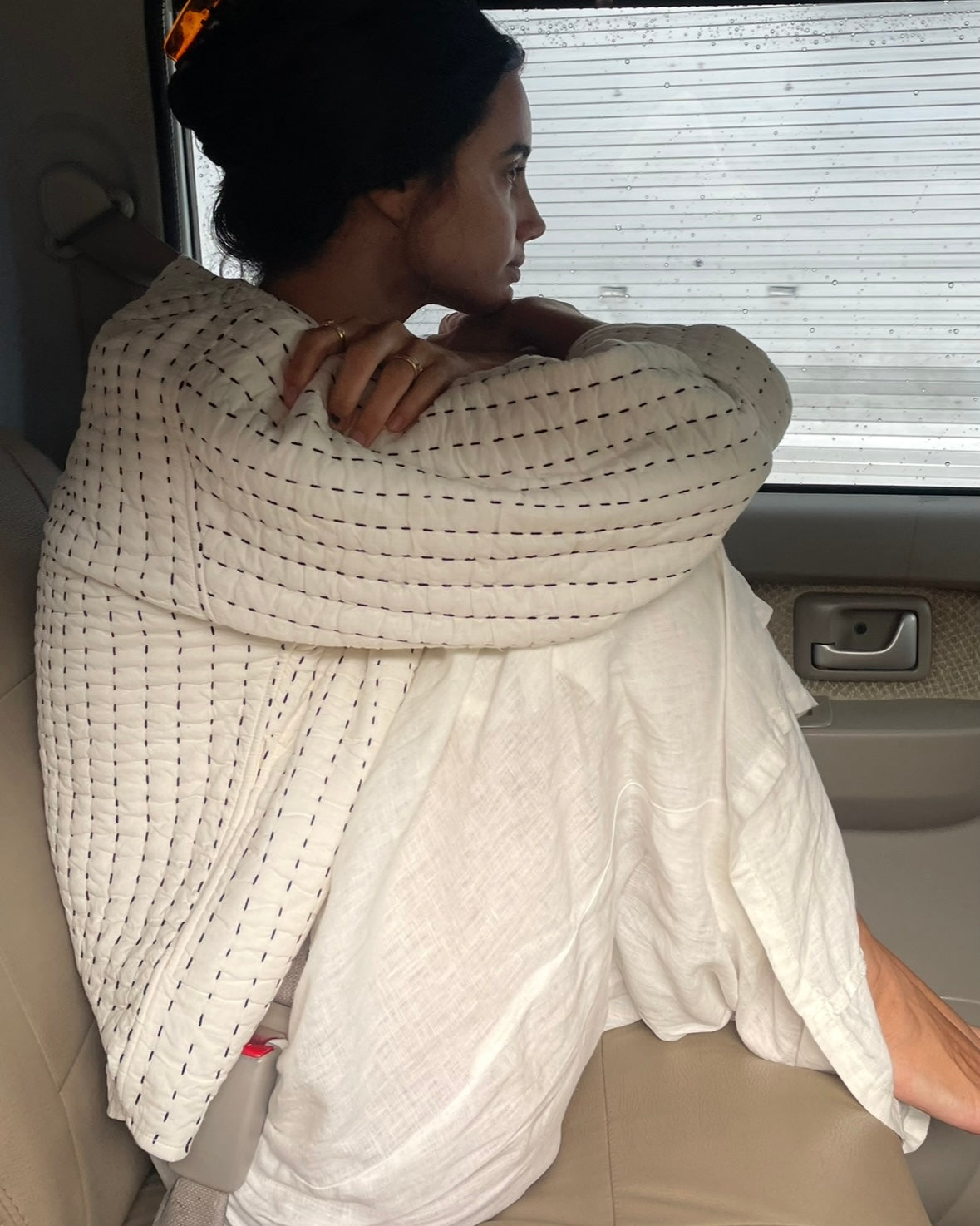 SESSÙN. Chaqueta beige rayas T.s