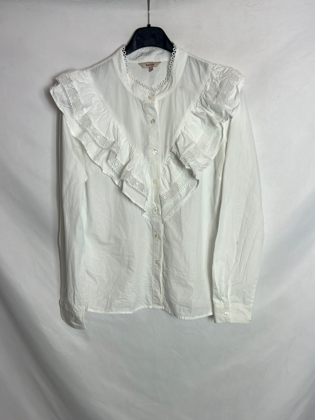 SALSA. Blusa blanca volantes. T S