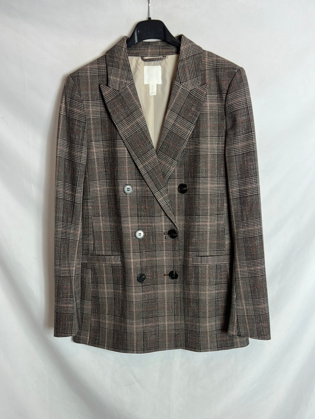 H&M. Blazer cuadros doble botonadura. T 36