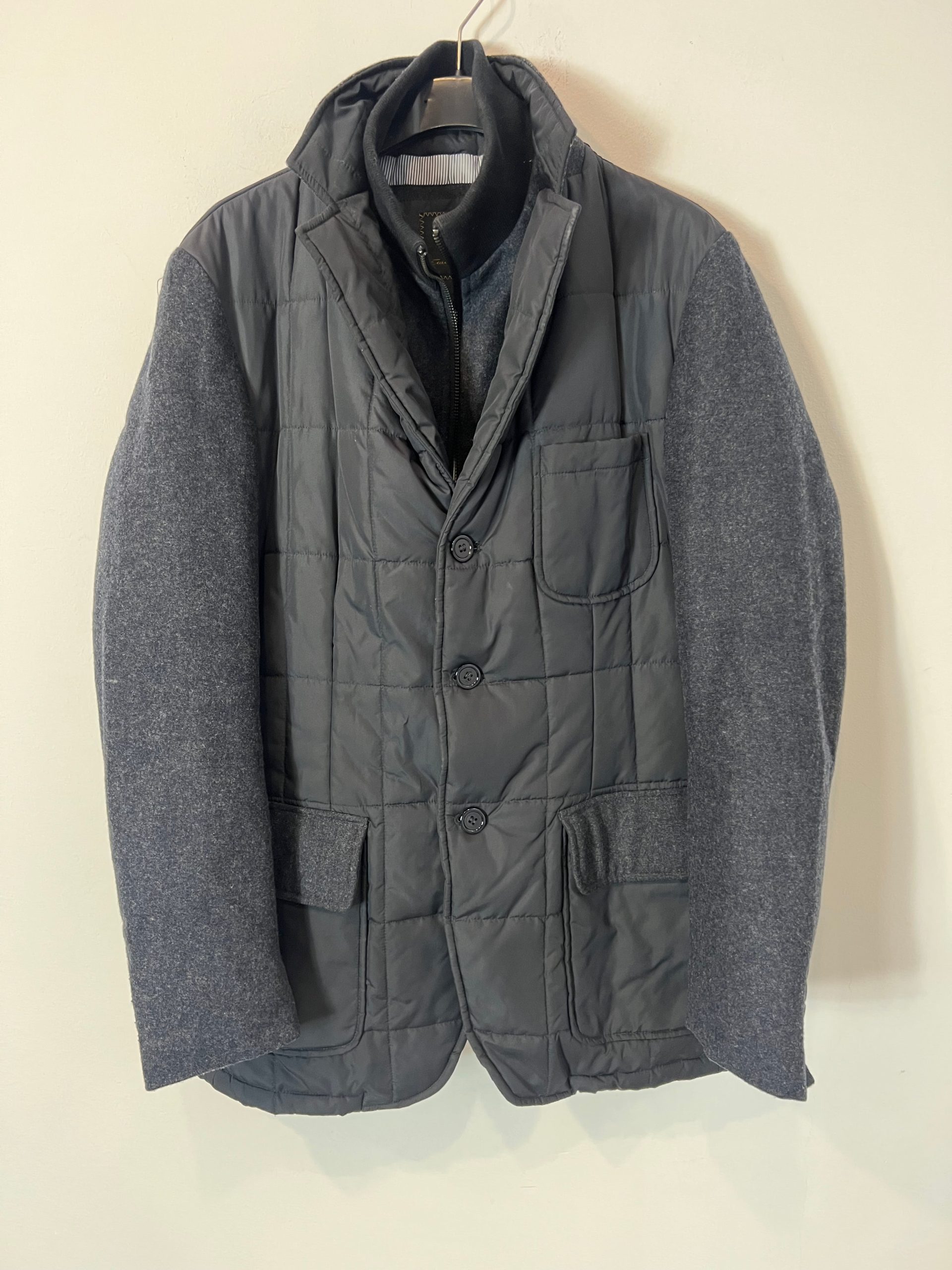 EMIDIO TUCCI. Chaqueta hombre azul doble textura. T M