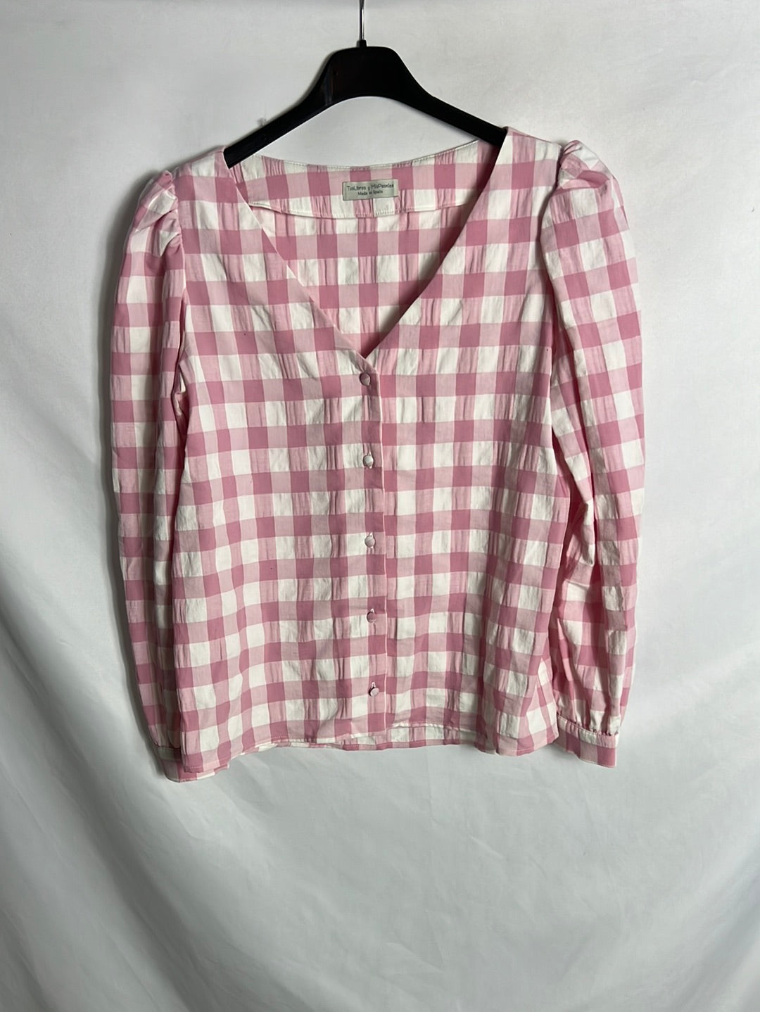 TUSLIBROS Y MISPEONIAS. Blusa cuadros textura . Ts/m