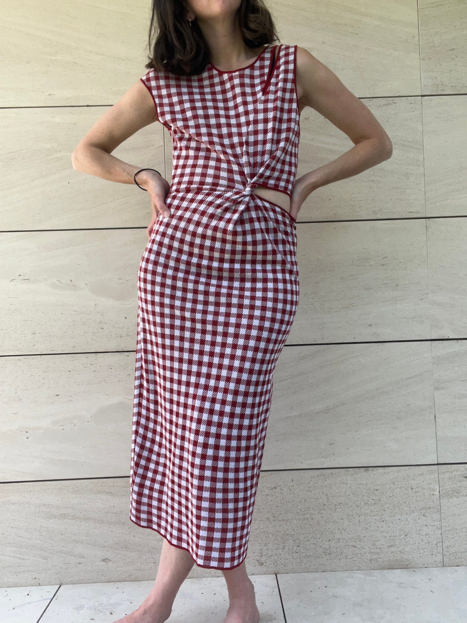 BIMBA Y LOLA. Vestido abertura cuadros T.s