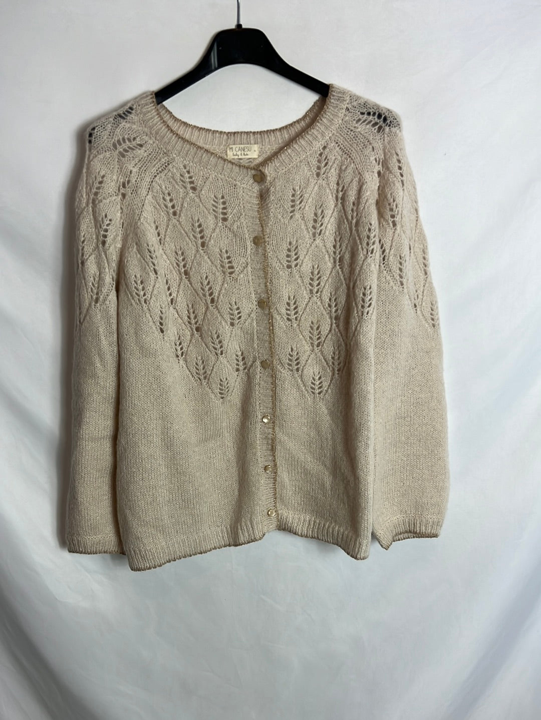 MI CANESÚ. Rebeca beige detalles dorados. T P(S/M)