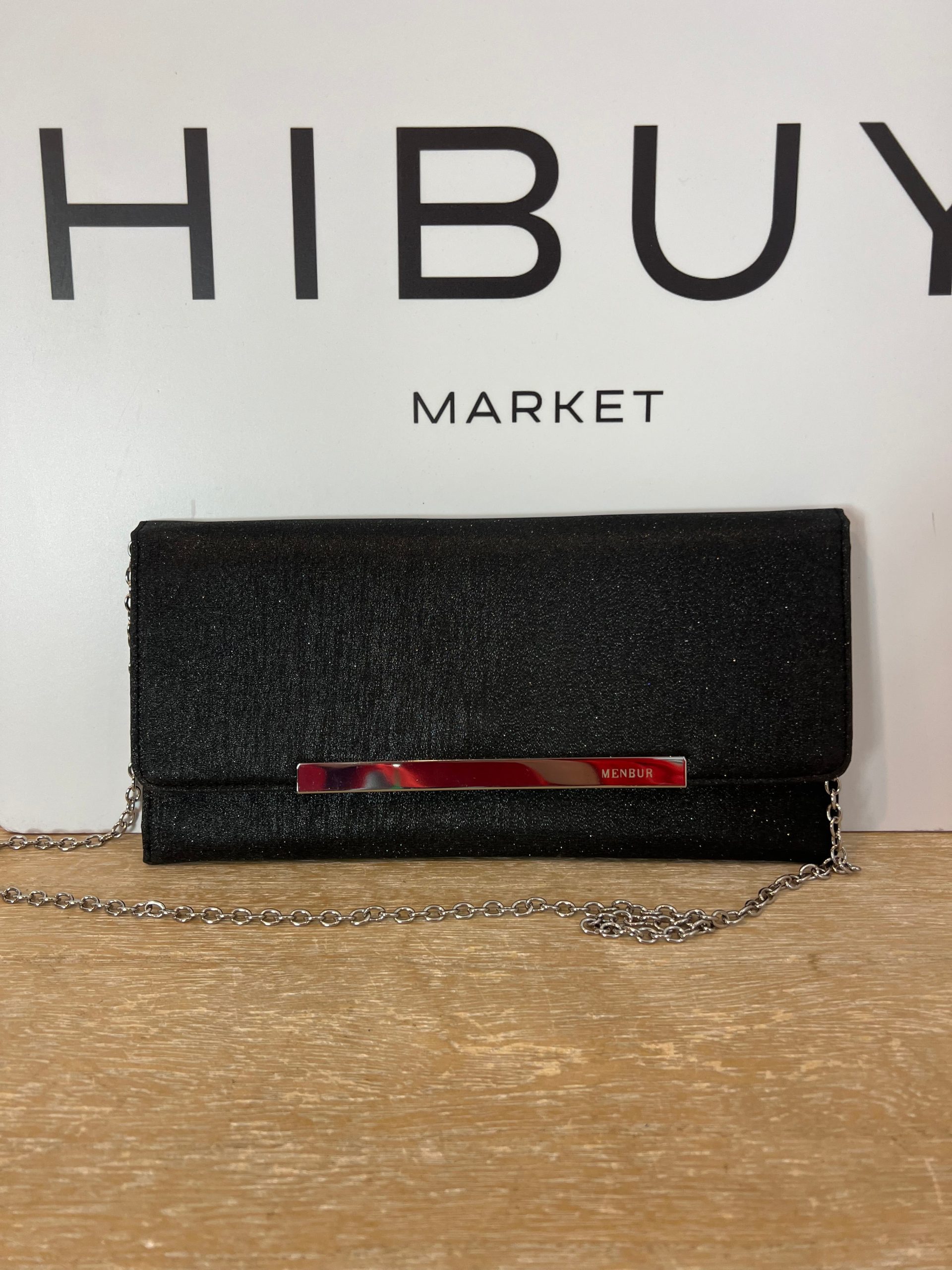 NEMBUR. Bolso de mano negro purpurina