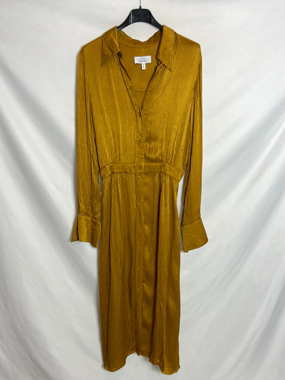 &OTHER STORIES. Vestido midi mostaza textura. T 38